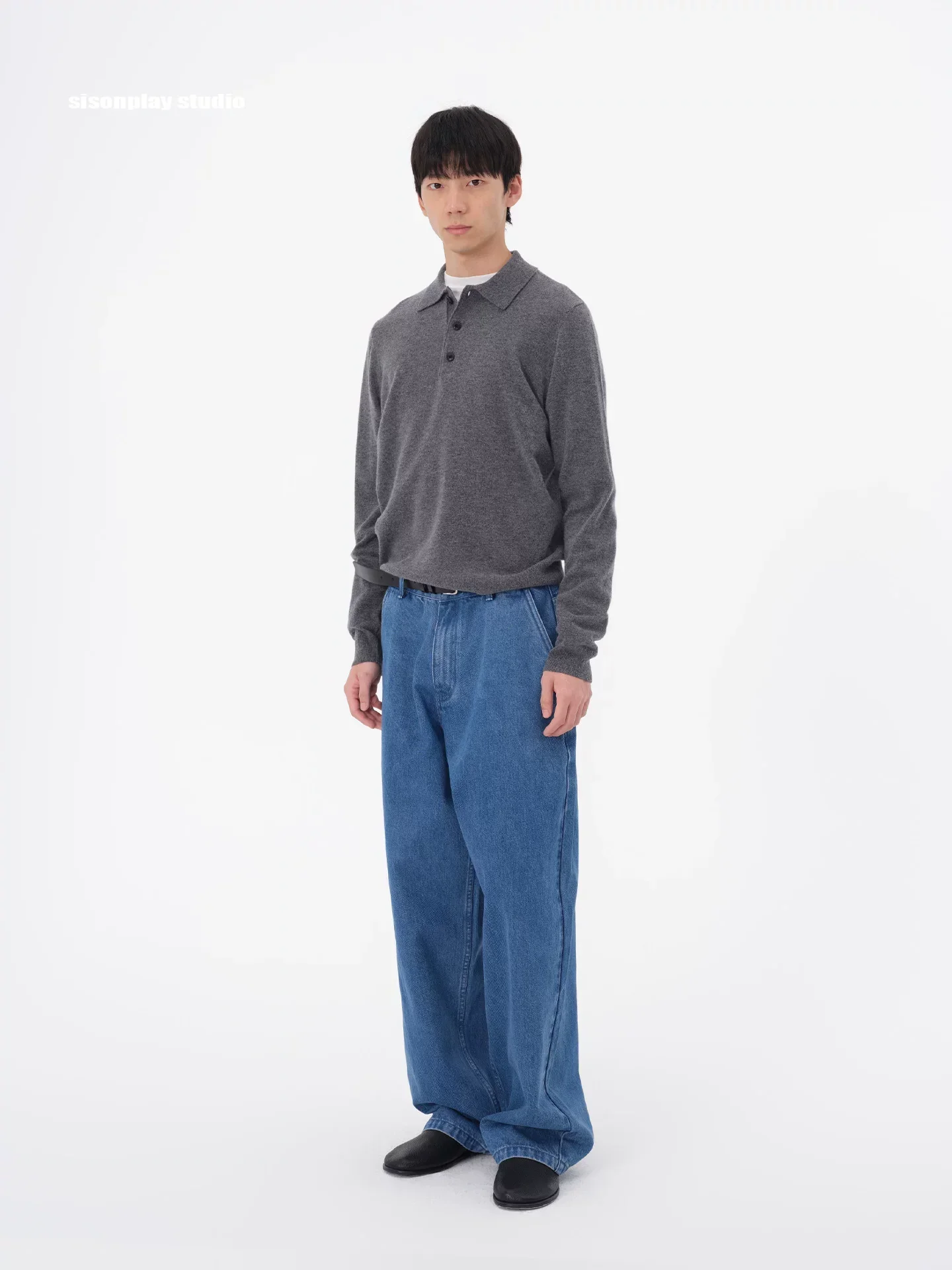 Blue Oversized Wide-Leg Washed Denim Jeans - Image 4