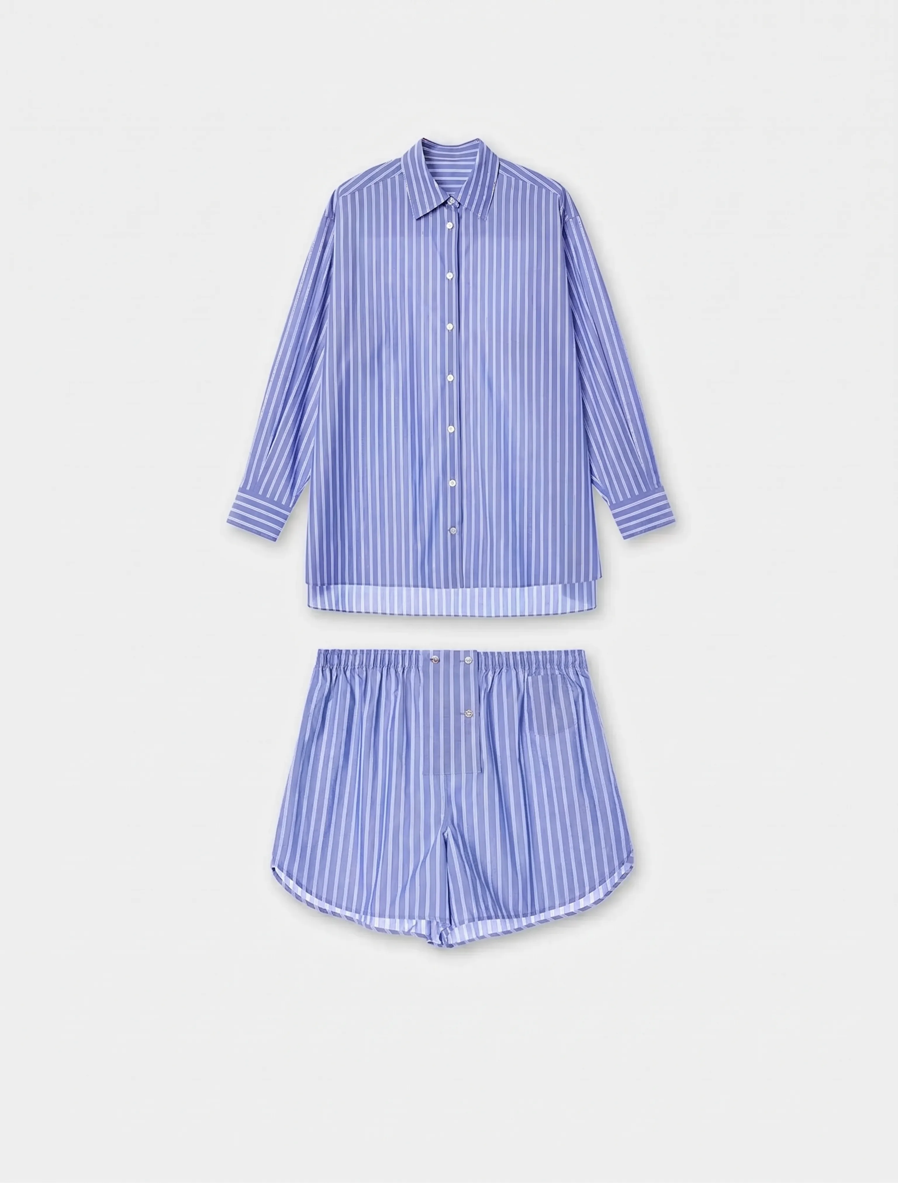 Blue Pinstripe Shirt and Shorts Set - Image 6