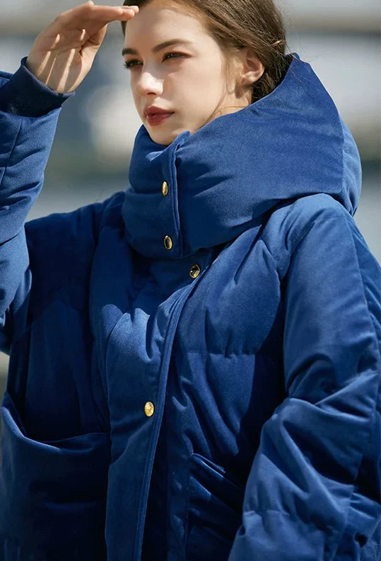 Blue Velvet Down Coat - Image 5