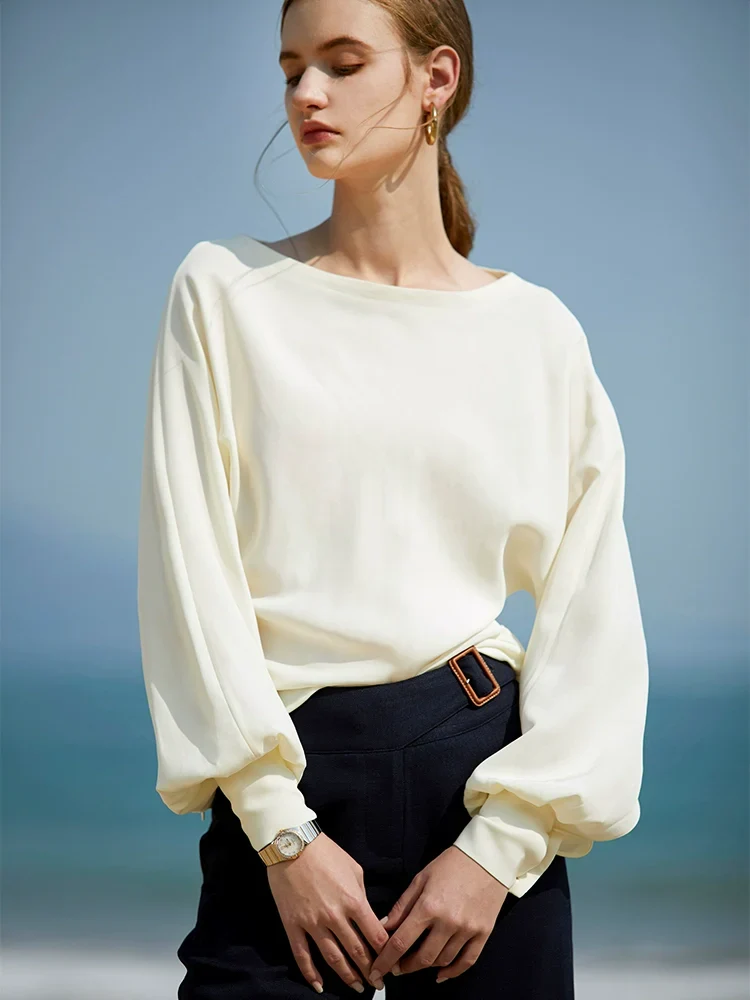 Boat-Neck Lantern Sleeve Top - Image 2