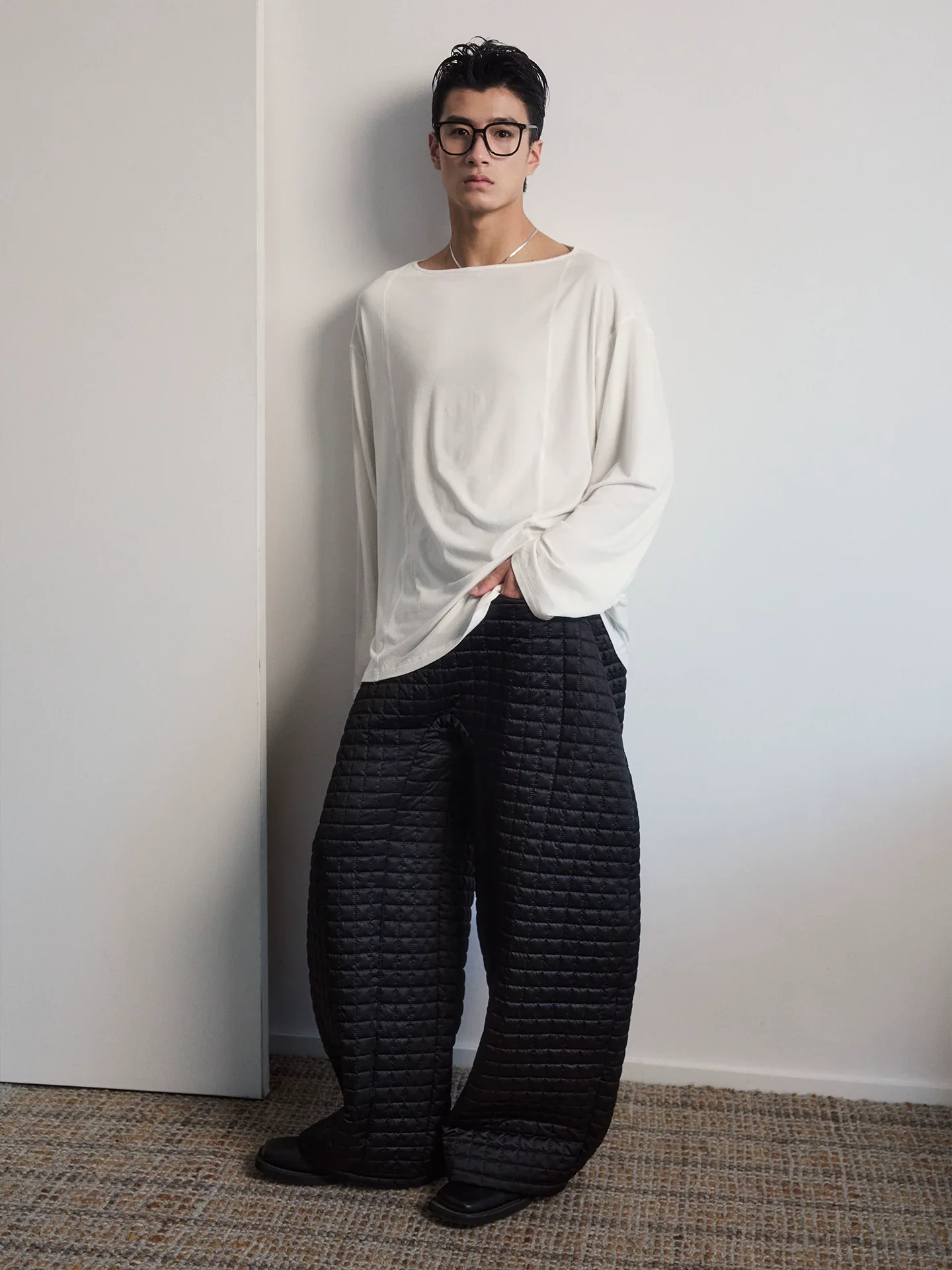 Boat Neck Relaxed Long Sleeve Tee