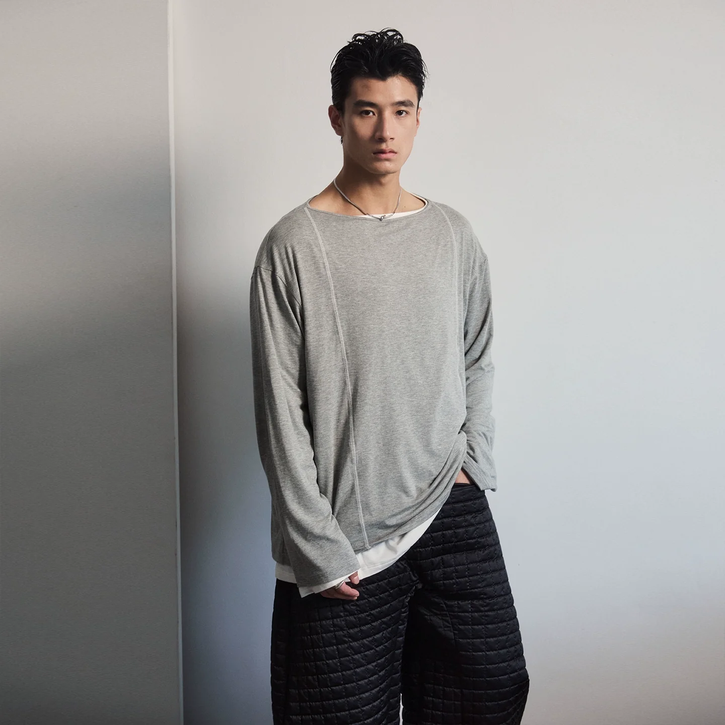Boat Neck Relaxed Long Sleeve Tee - Image 3