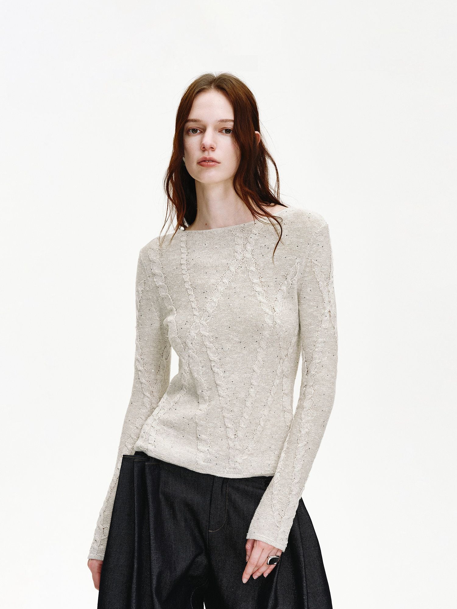 Boatneck Cable Sweater