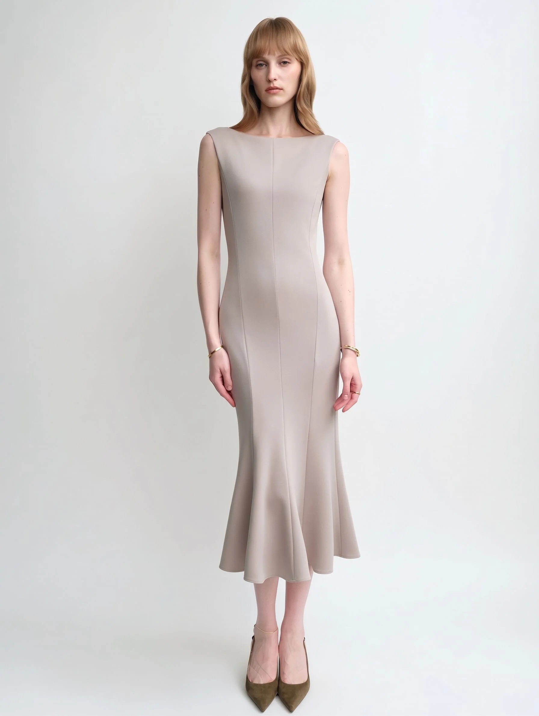 Boatneck Flare Midi Dress - Image 2