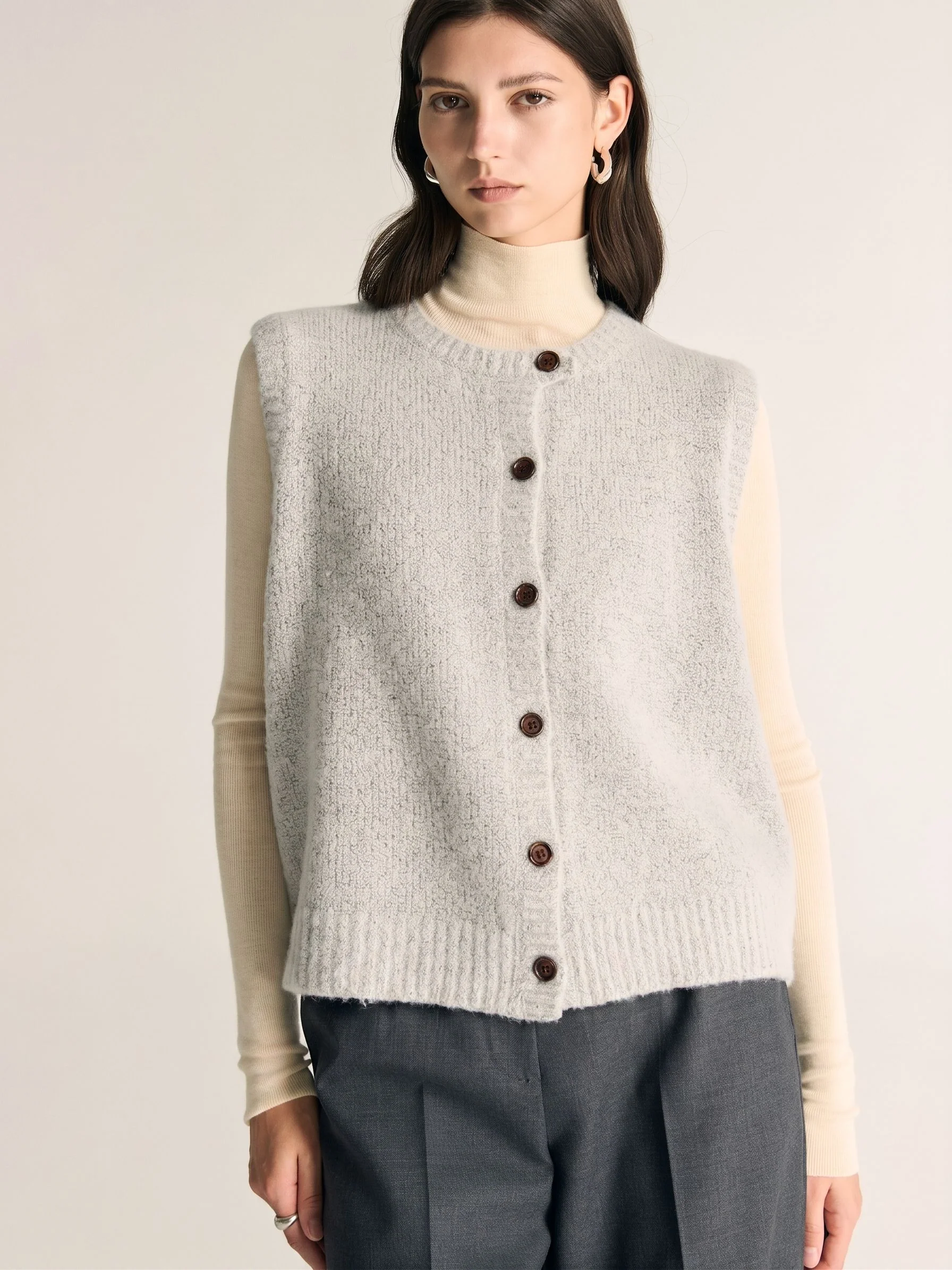 Bouclé Button Vest