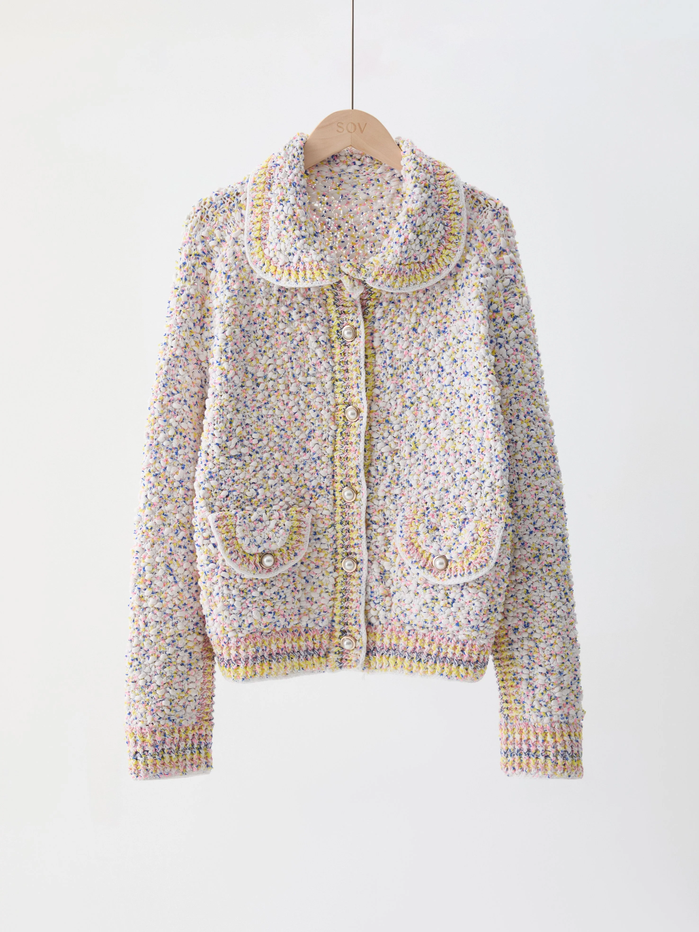 Bouclé Collar Cardigan - Image 2