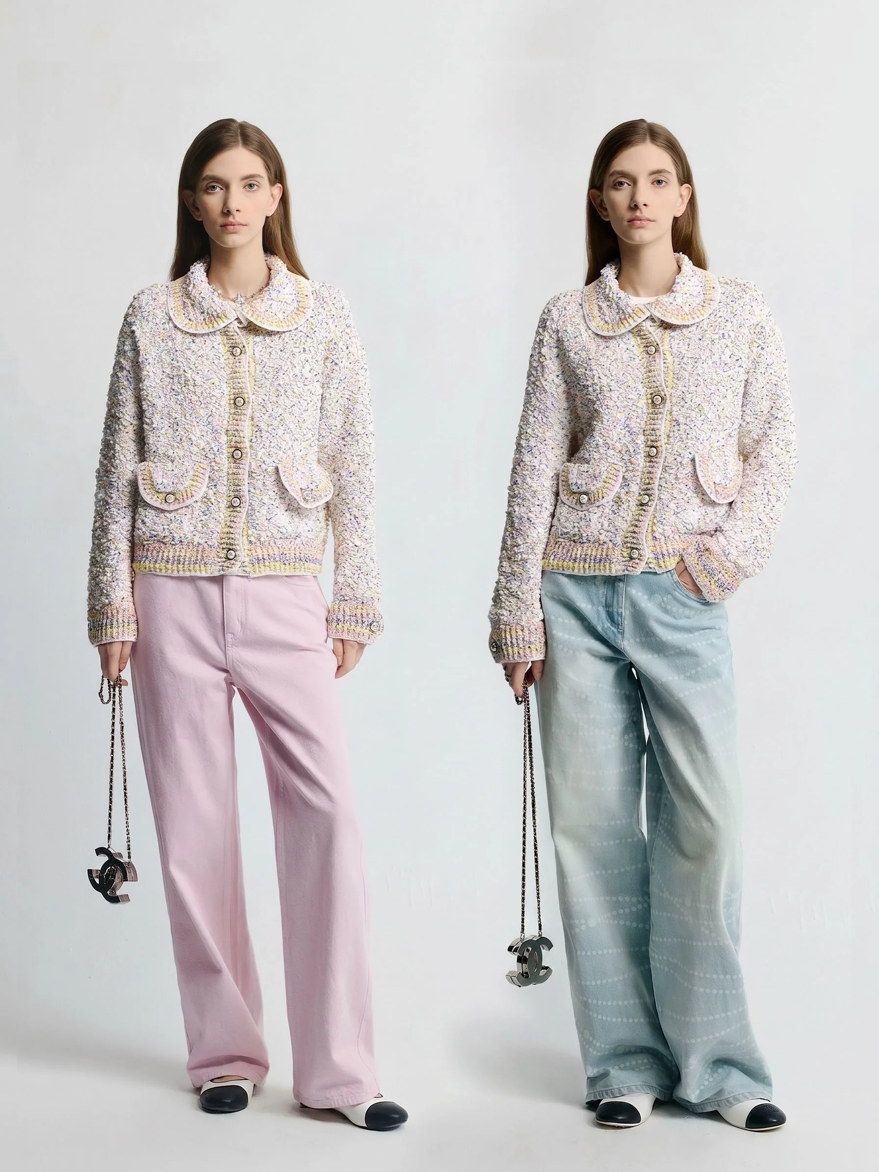 Bouclé Collar Cardigan - Image 5