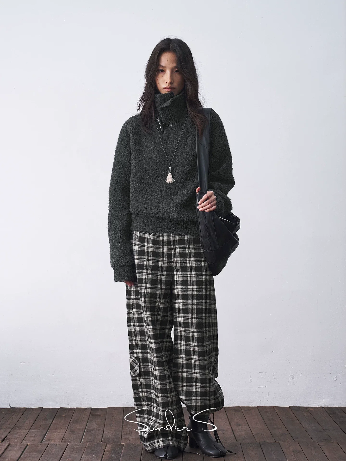 Bouclé Funnel-Neck Toggle Sweater - Image 2
