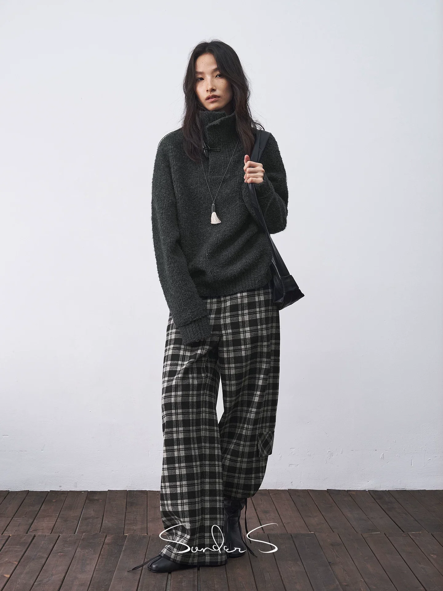 Bouclé Funnel-Neck Toggle Sweater - Image 3