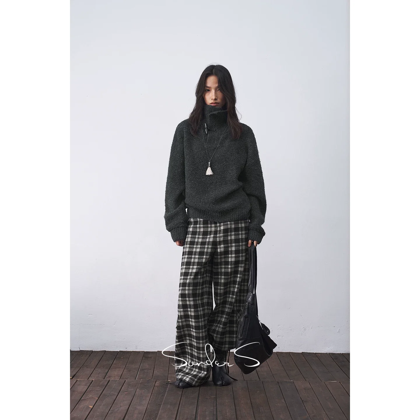 Bouclé Funnel-Neck Toggle Sweater - Image 4