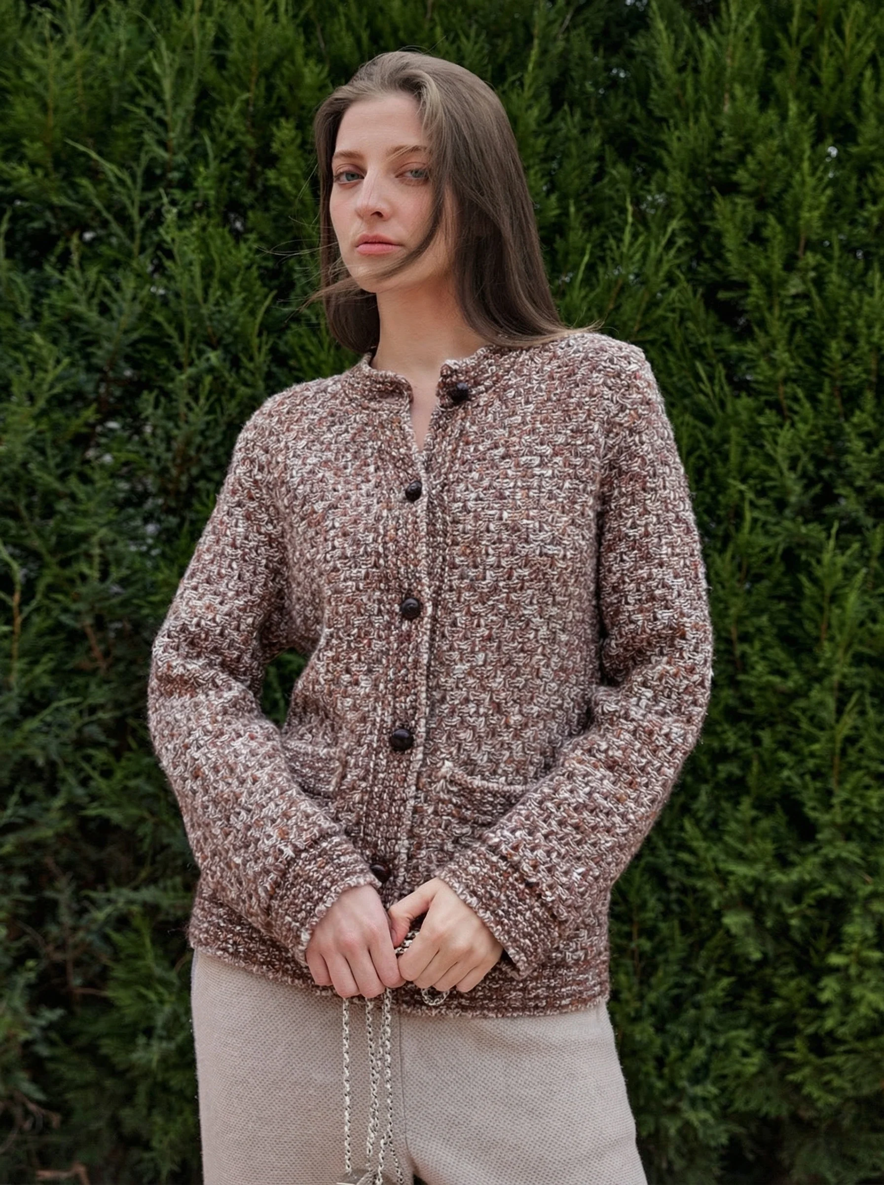Bouclé Knit Cardigan