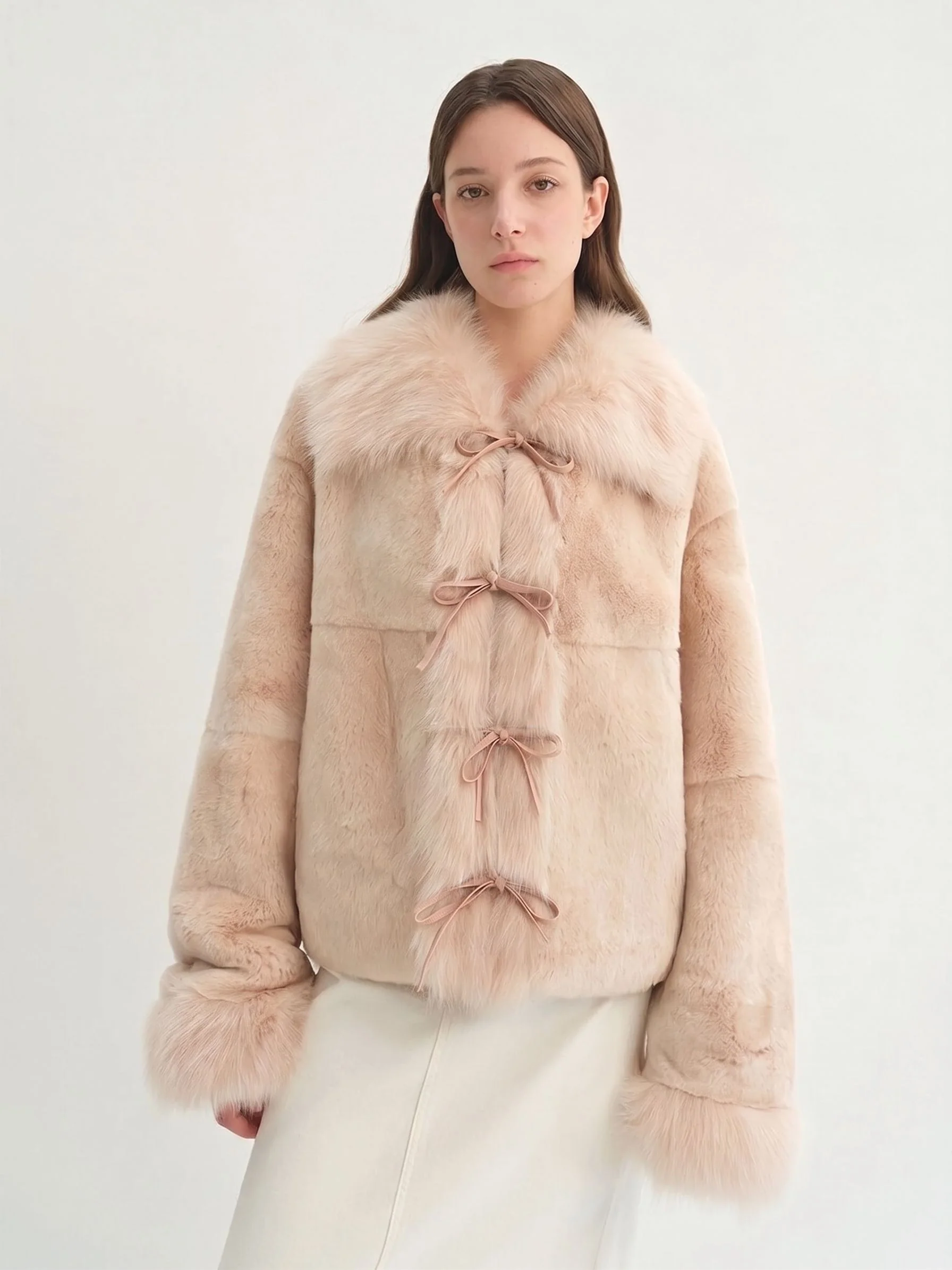 Bow-Tie Fur Jacket