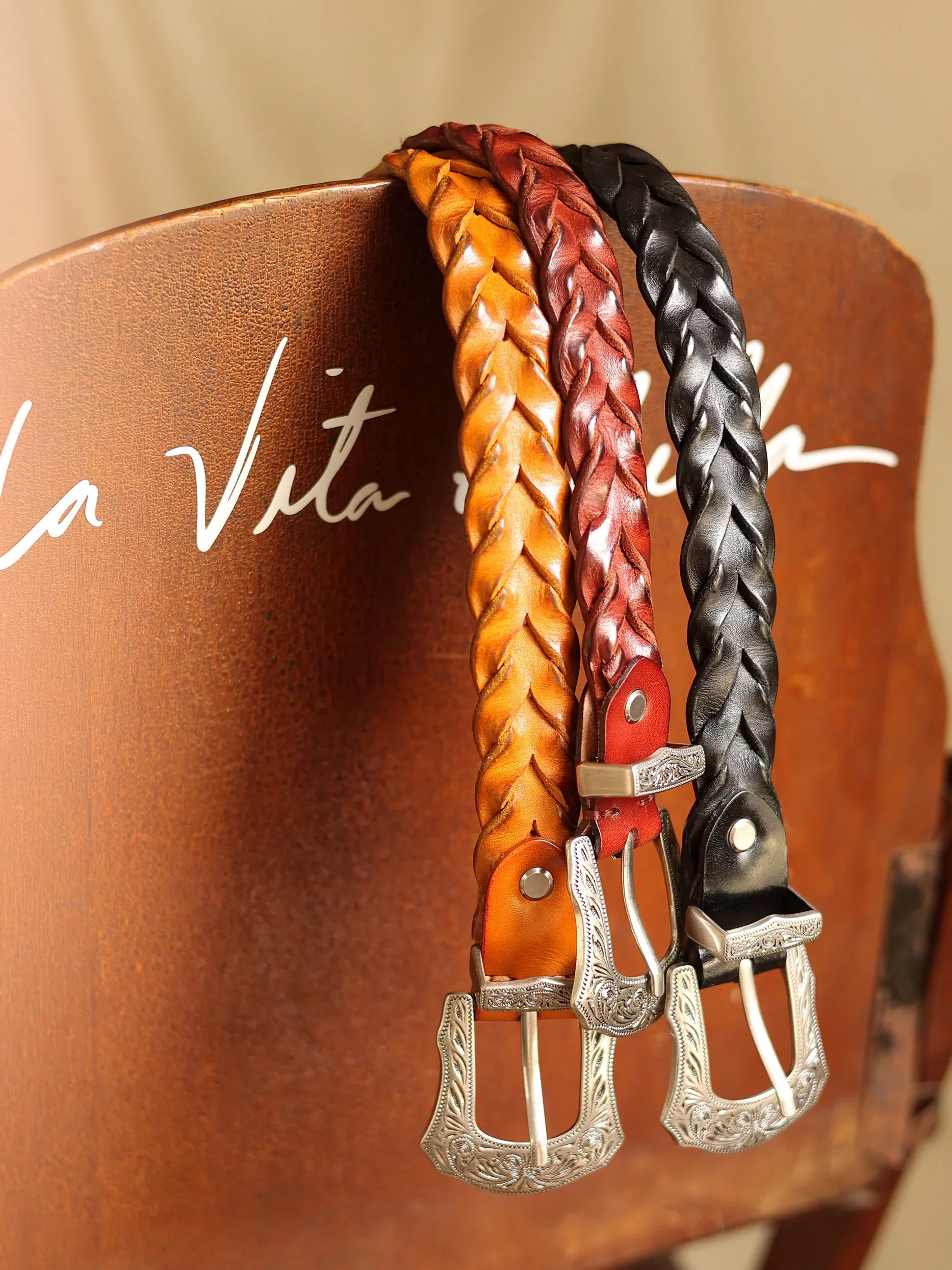 Braided Cowhide Western Belt