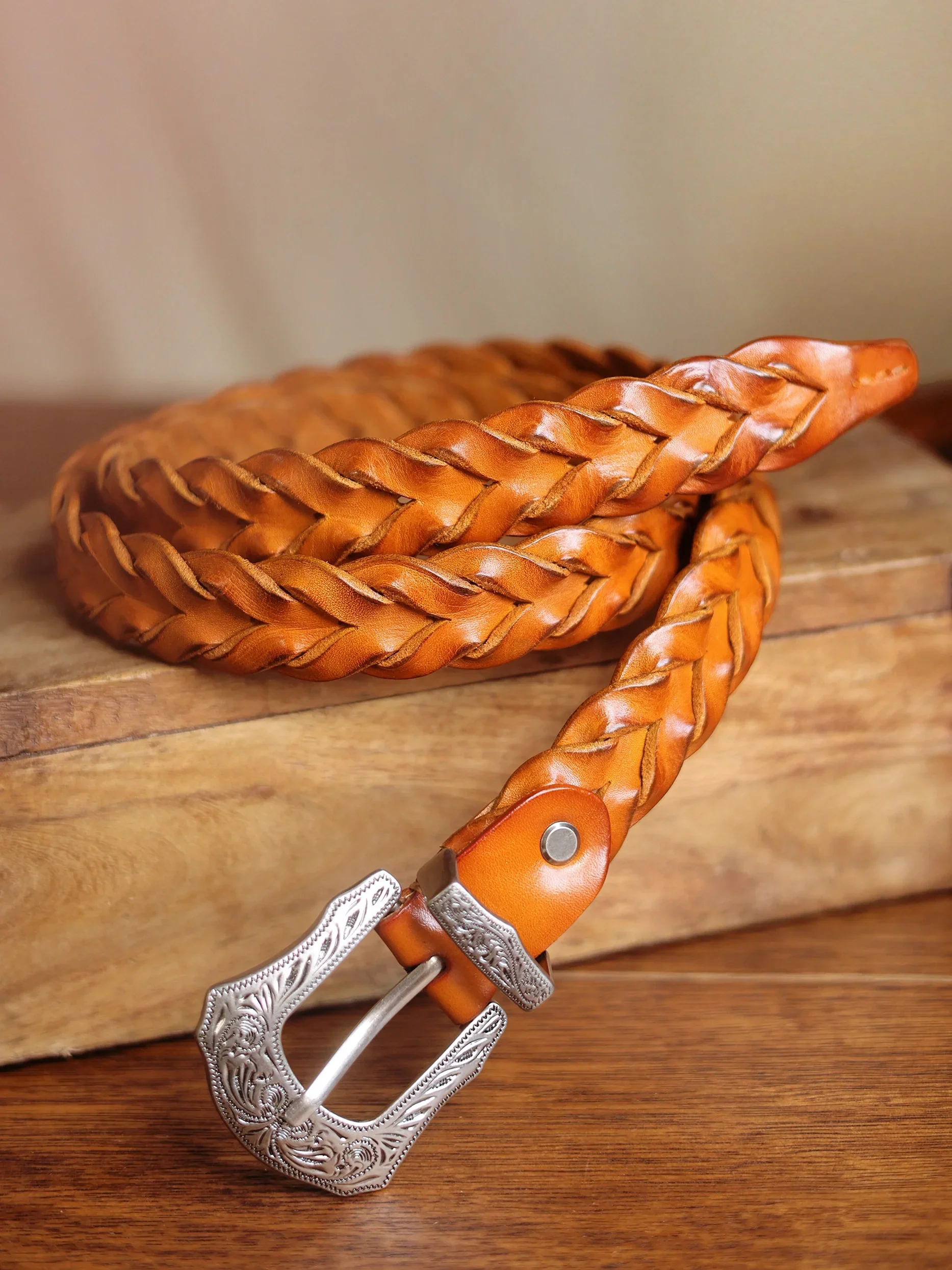Braided Cowhide Western Belt - Image 5
