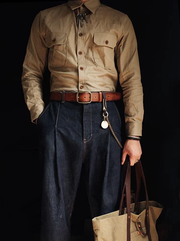 Brass Buckle Leather Belt