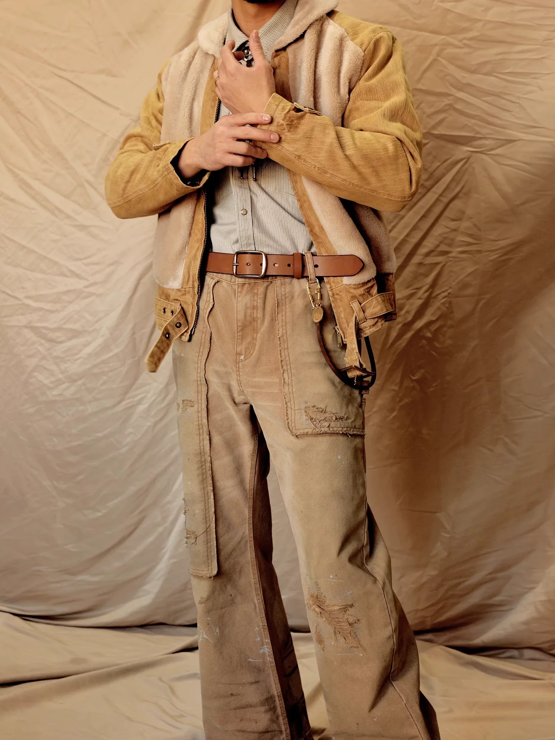 Brass Buckle Leather Belt - Image 4