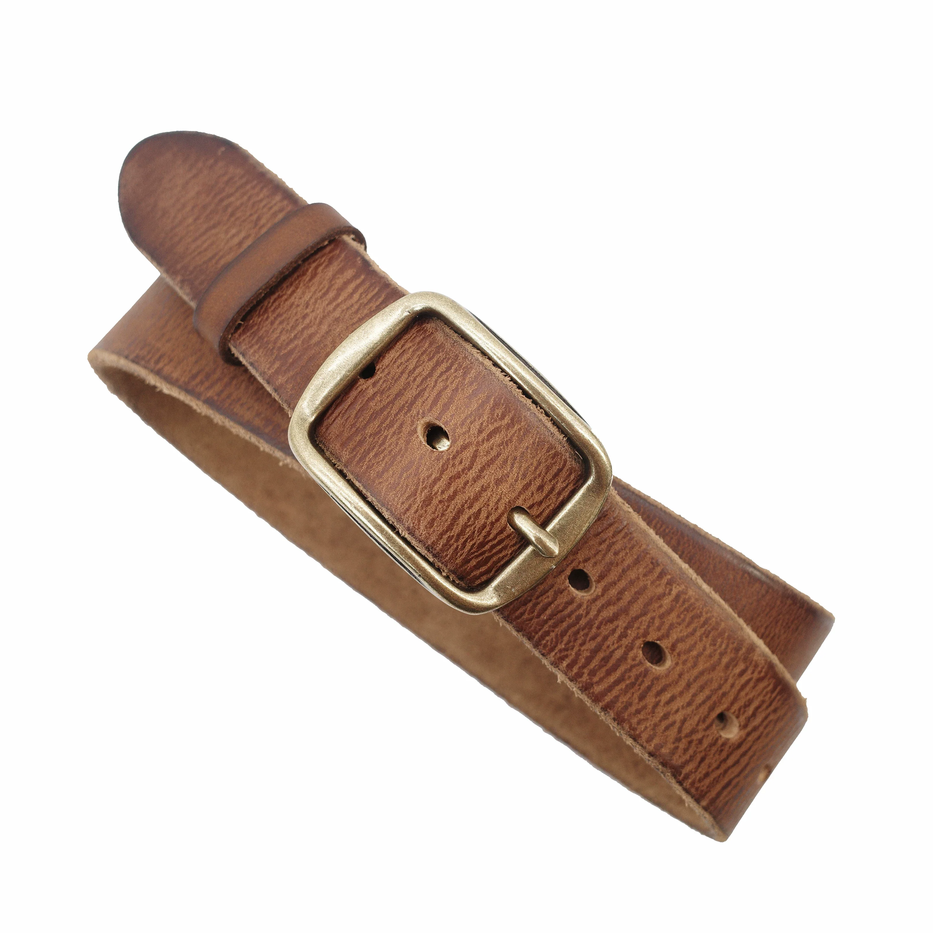 Brass Buckle Leather Belt - Image 5