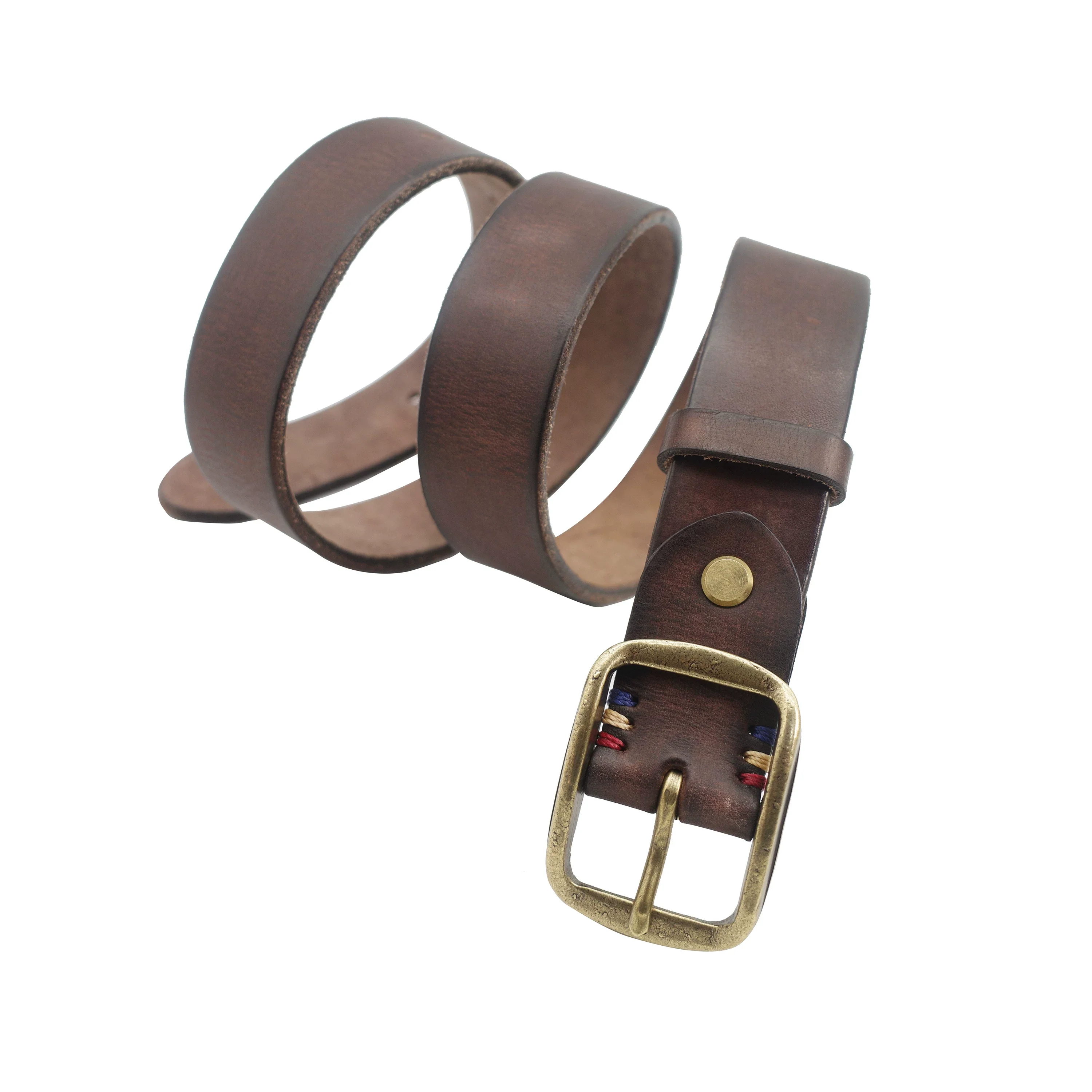 Brass Buckle Leather Belt - Image 6