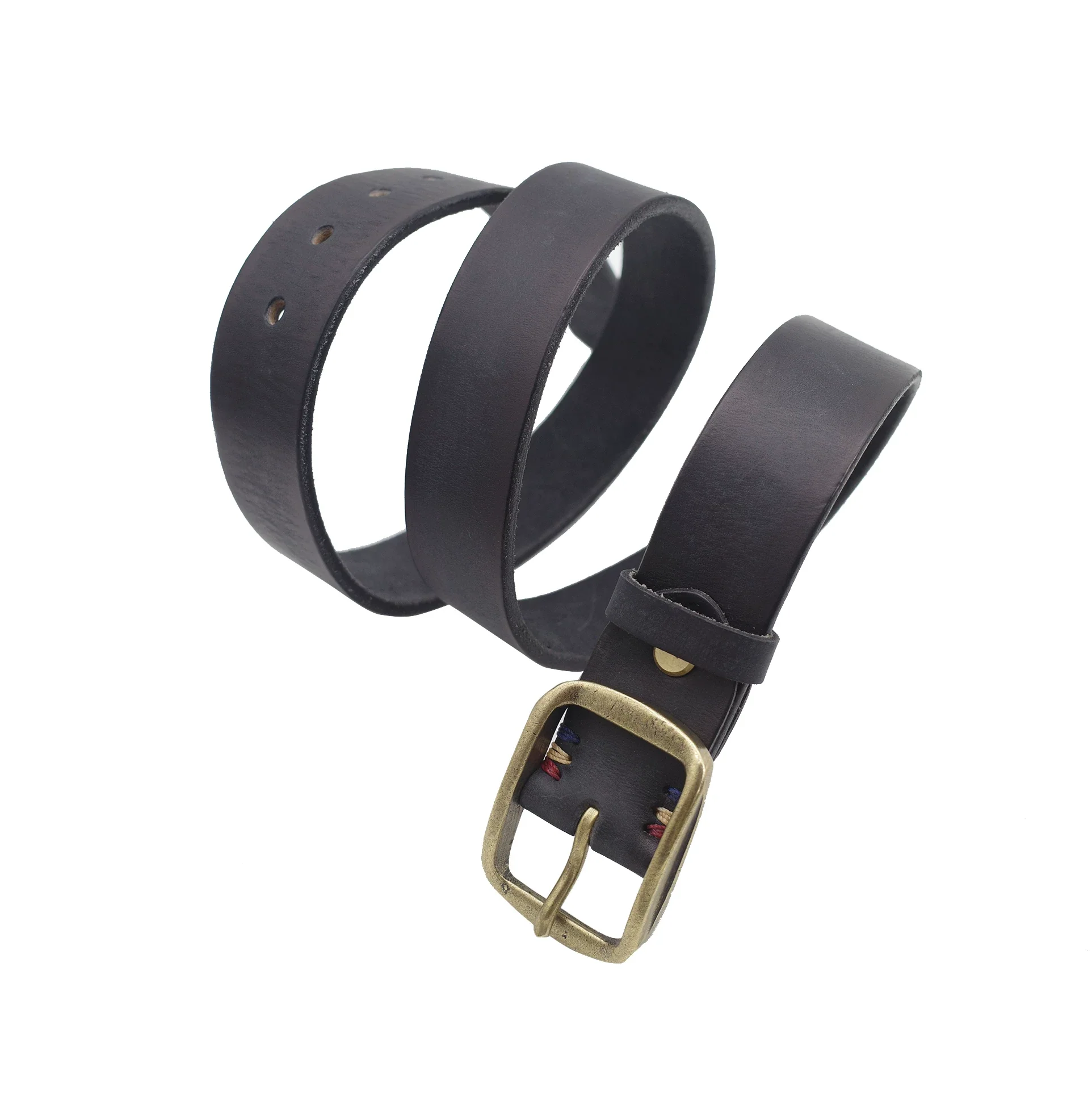 Brass Buckle Leather Belt - Image 7
