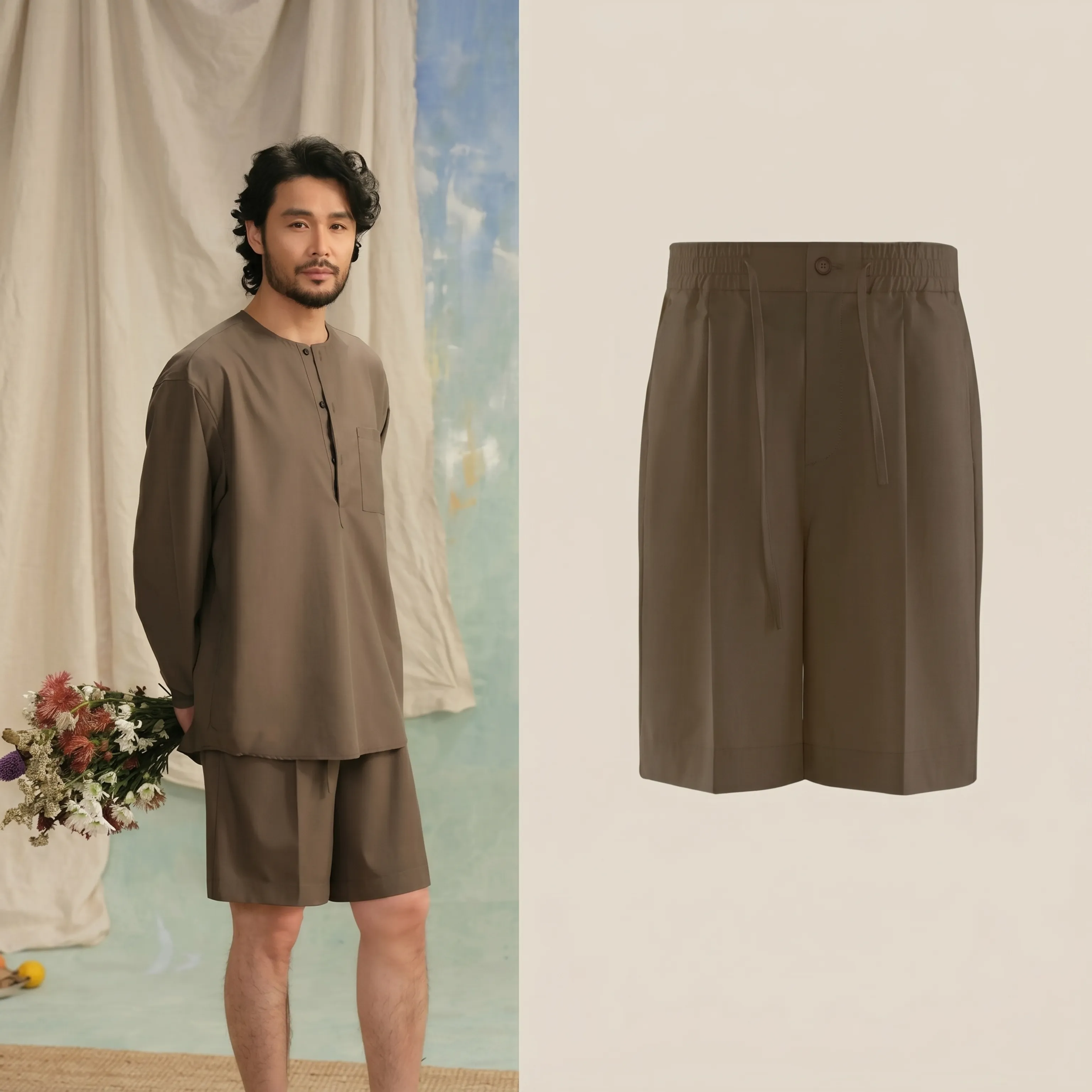 Breathable Drawstring Pleated Shorts - Image 7