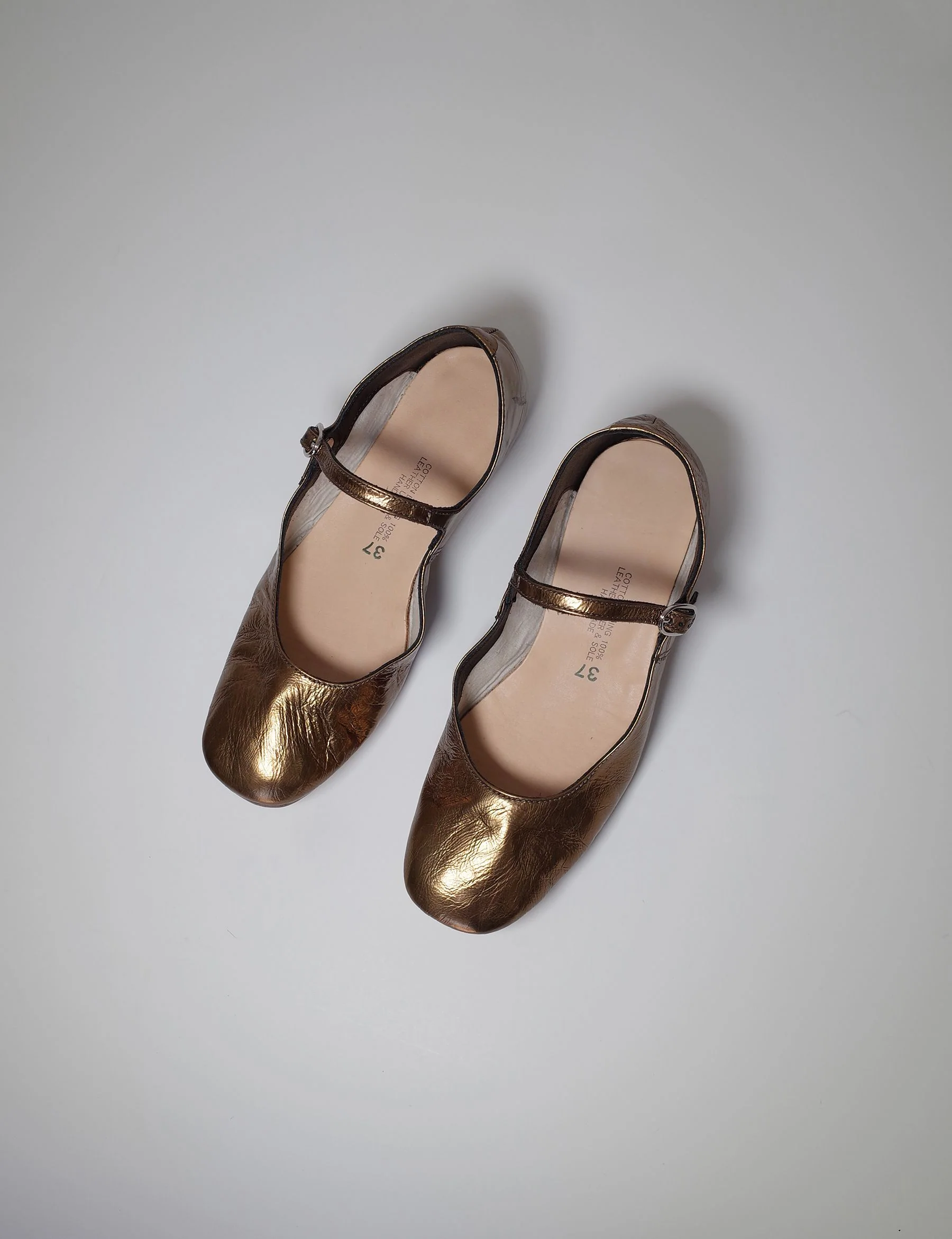 Bronze Metallic Mary Jane Shoes - Image 2