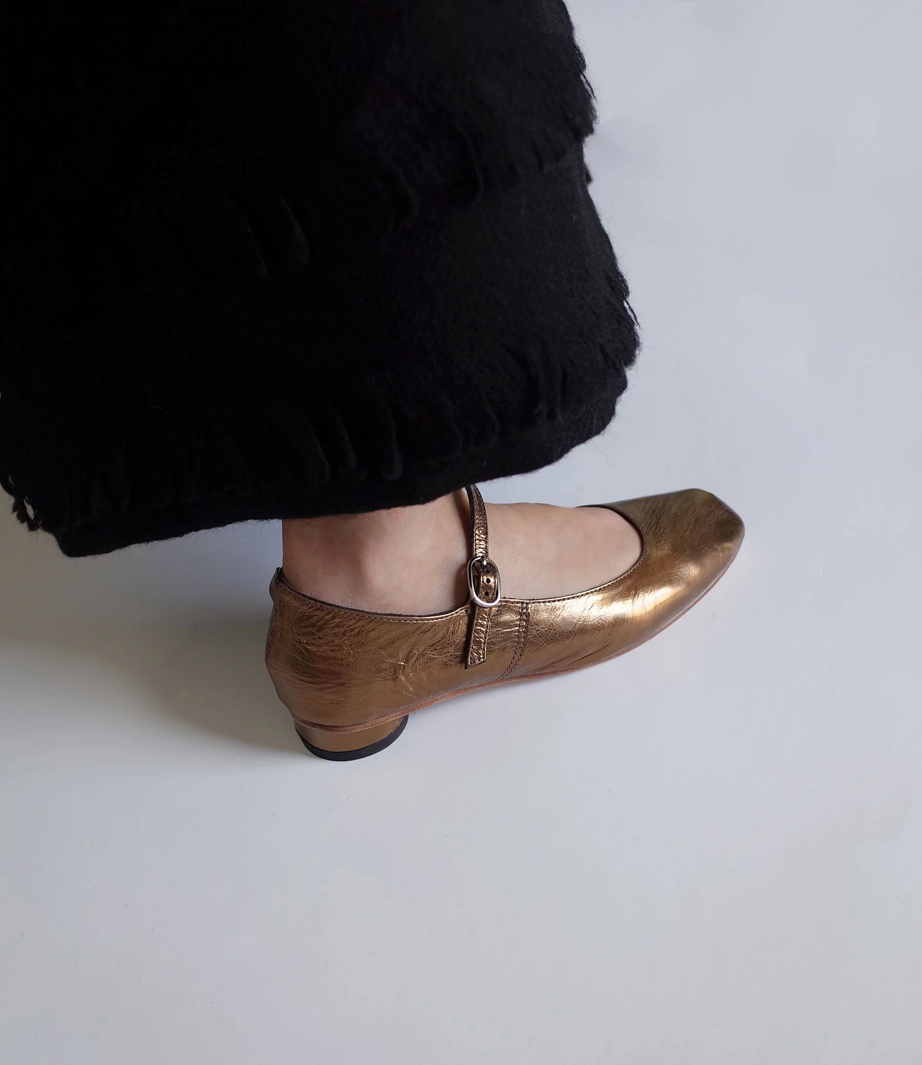 Bronze Metallic Mary Jane Shoes - Image 4