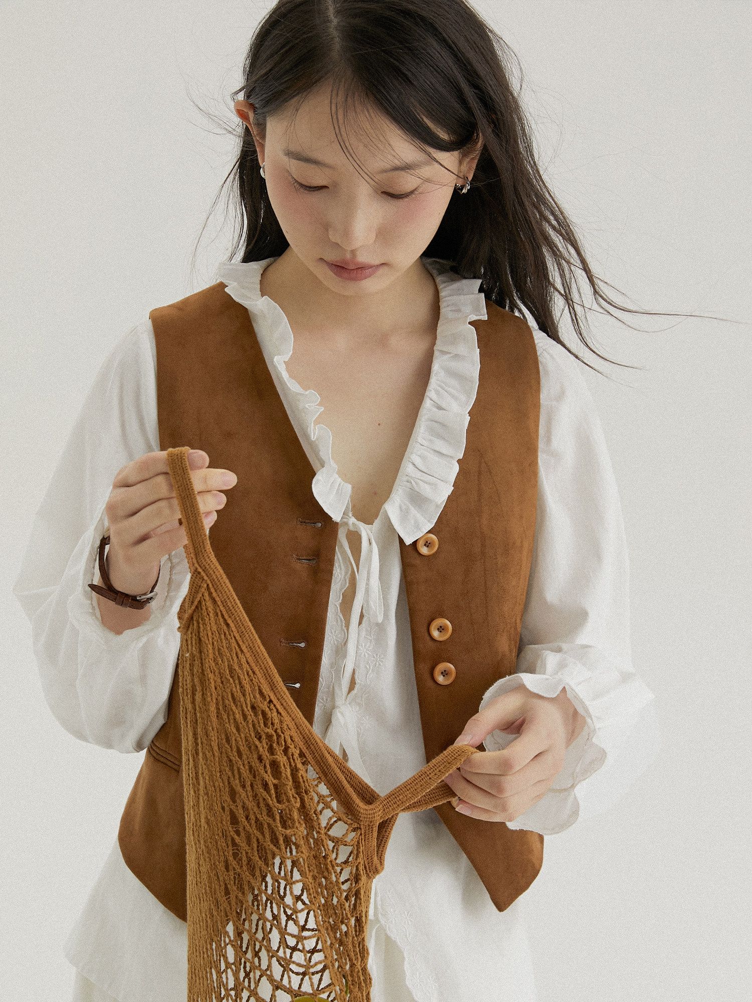 Brown Button Vest - Image 4