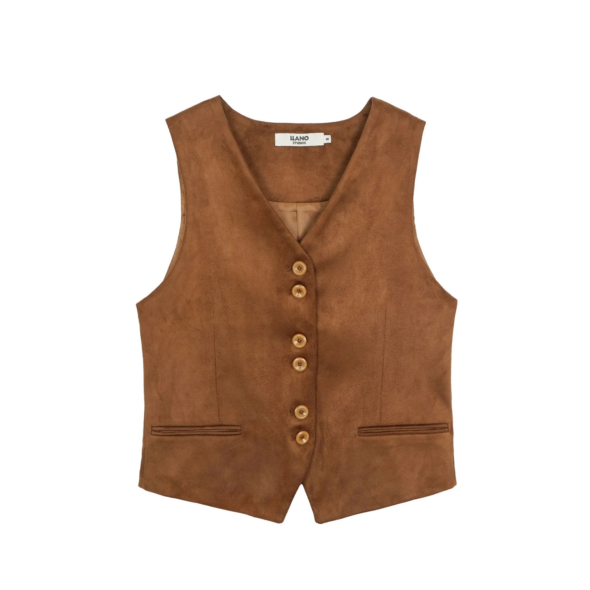 Brown Button Vest - Image 5