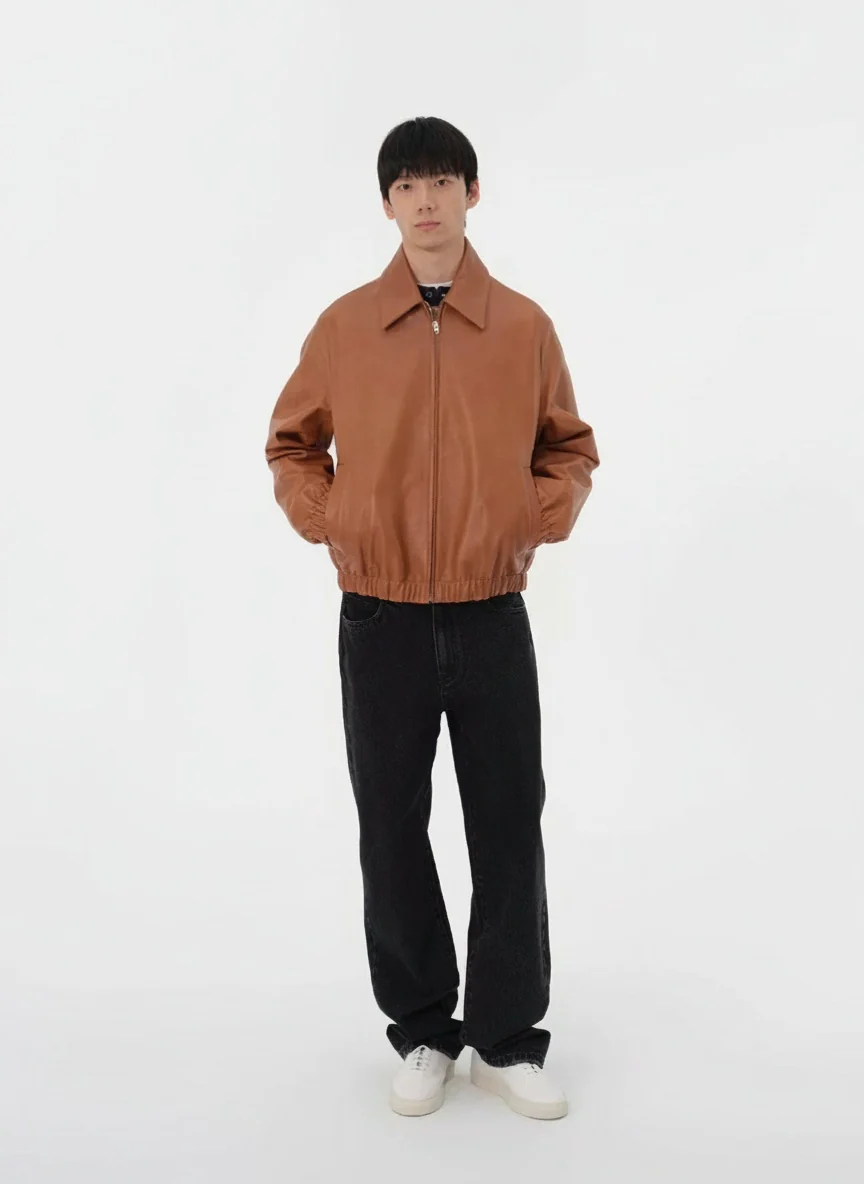 Brown Cowhide Zip Jacket