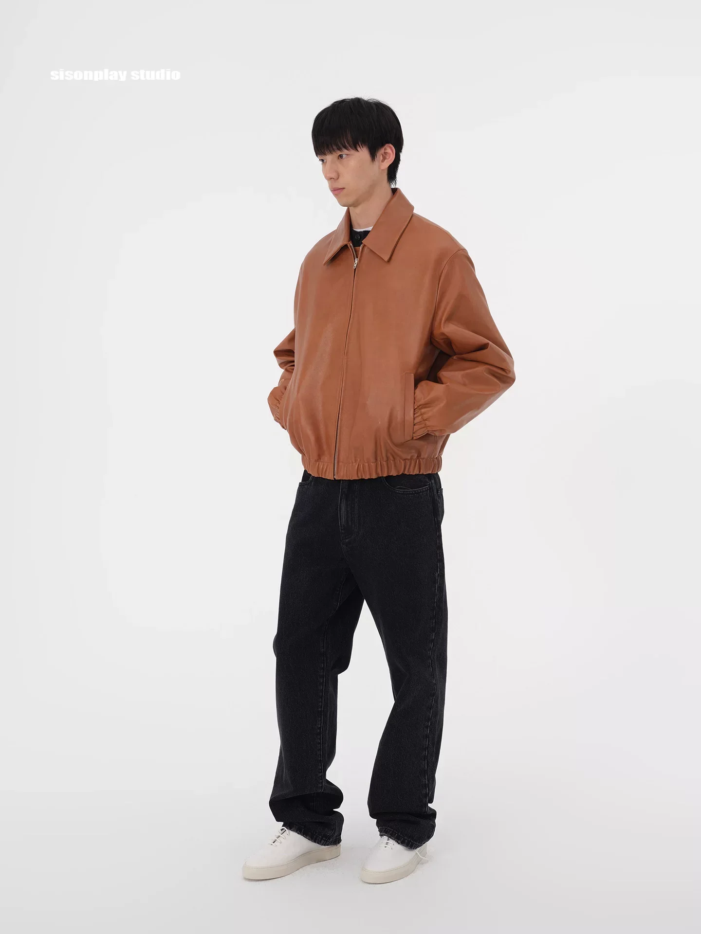 Brown Cowhide Zip Jacket - Image 3