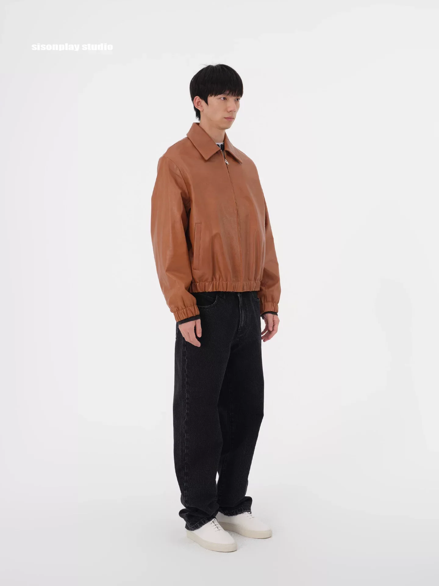 Brown Cowhide Zip Jacket - Image 4