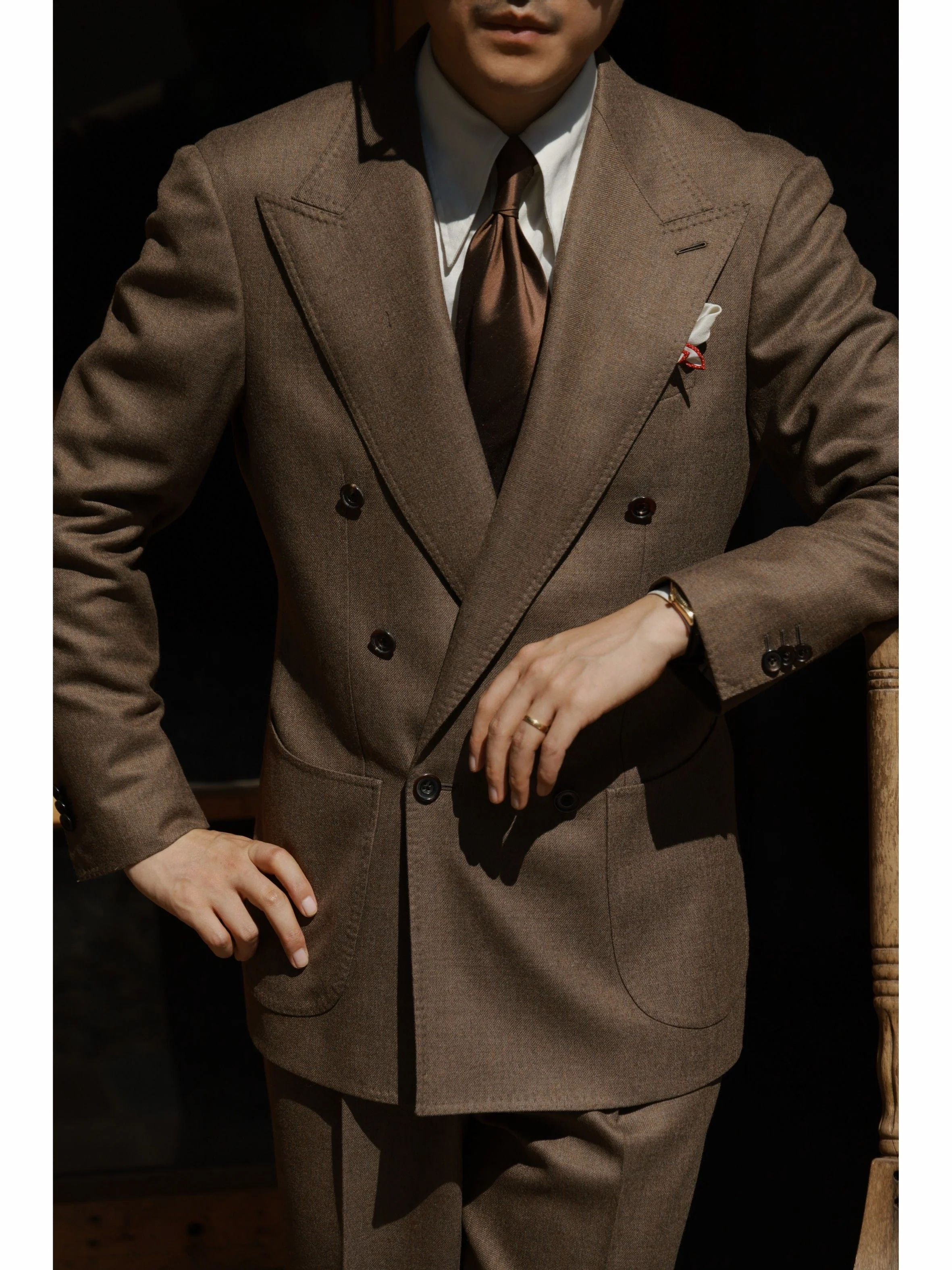 Brown Double-Breasted Blazer