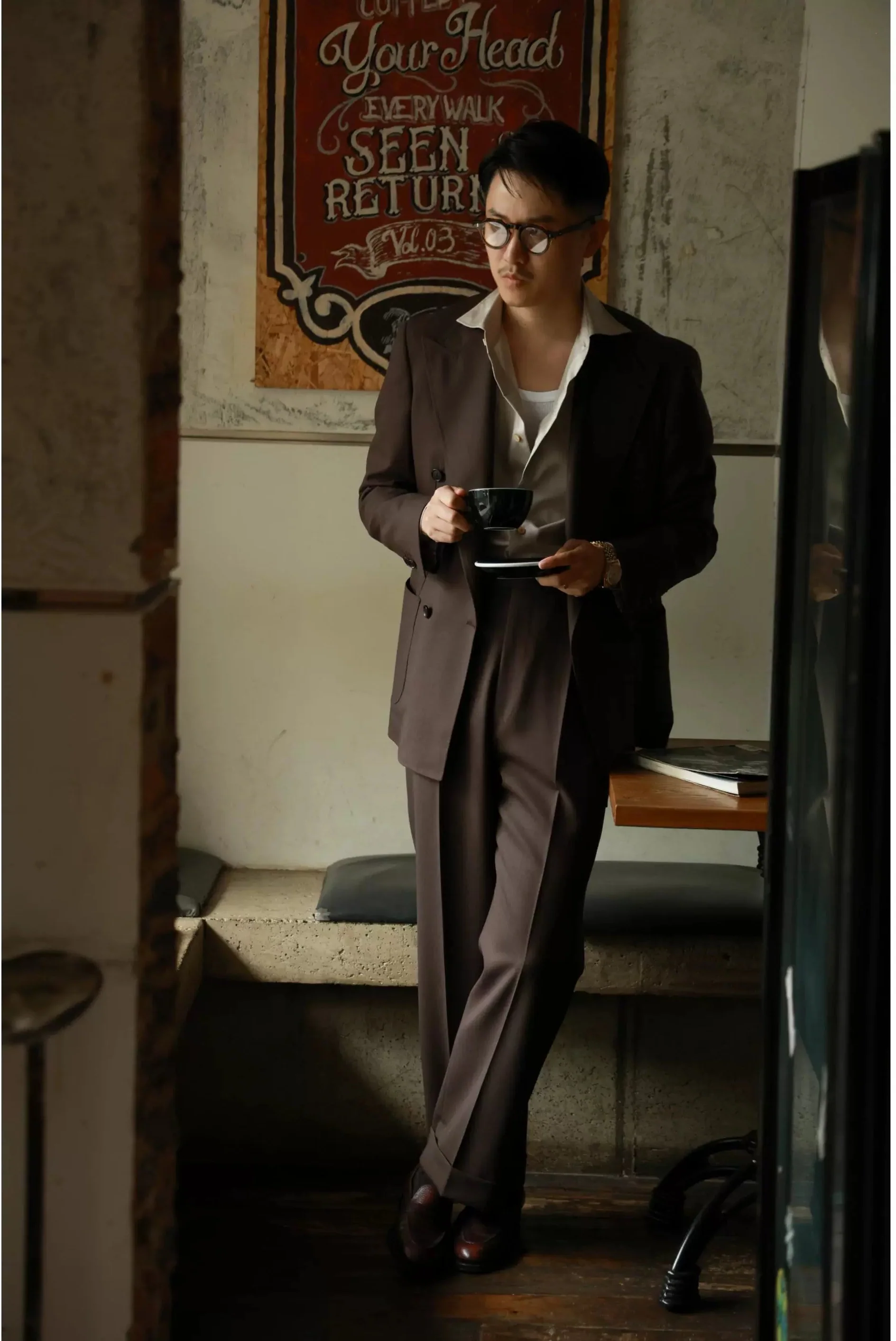Brown High-Waist Wool Trousers - Image 2