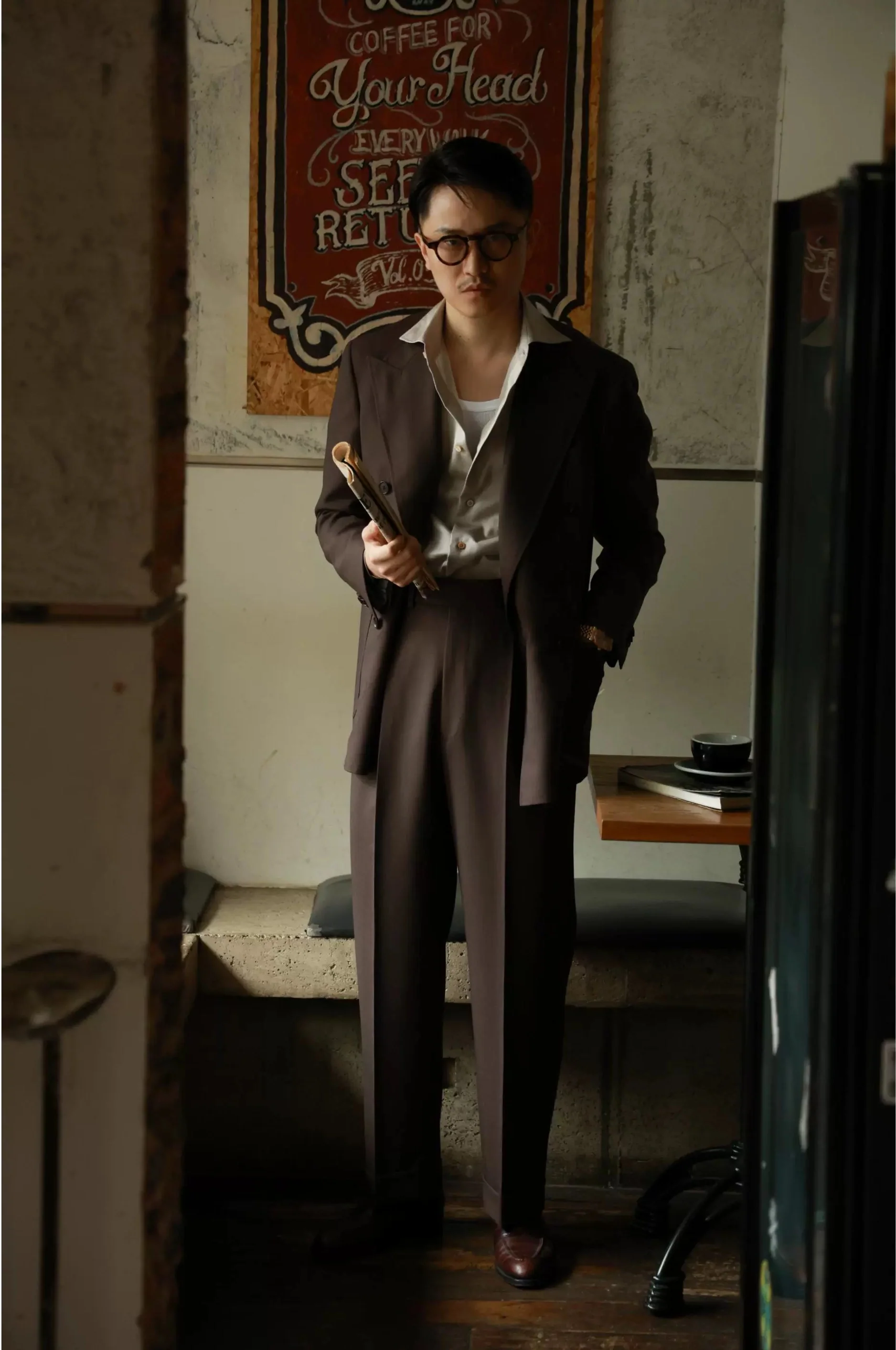 Brown High-Waist Wool Trousers - Image 4