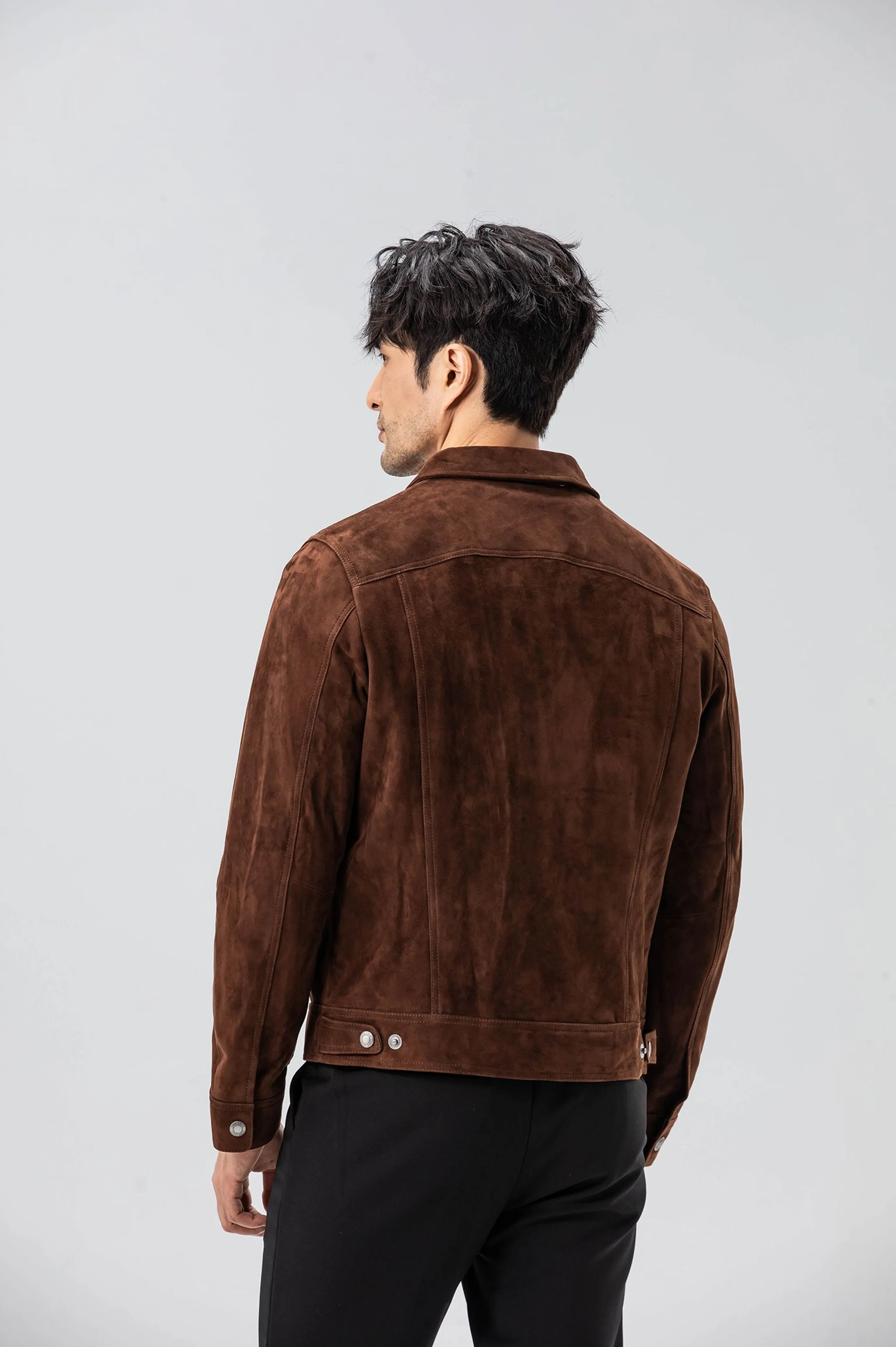 Brown Lamb Suede Trucker Jacket - Image 6