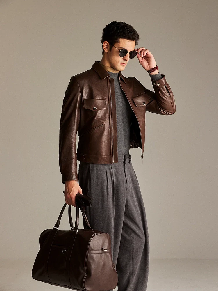 Brown Lambskin Trucker Jacket