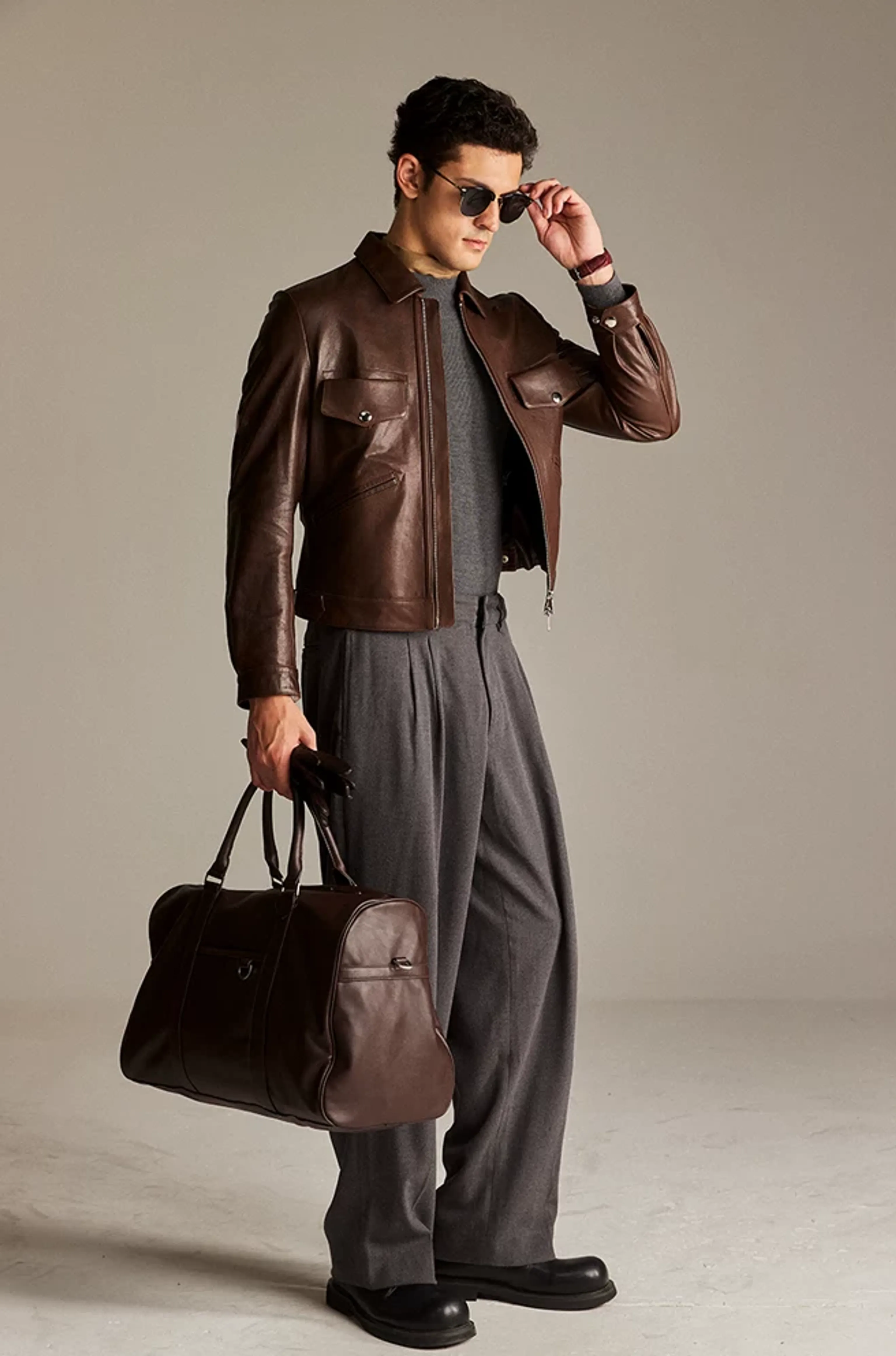 Brown Lambskin Trucker Jacket - Image 4