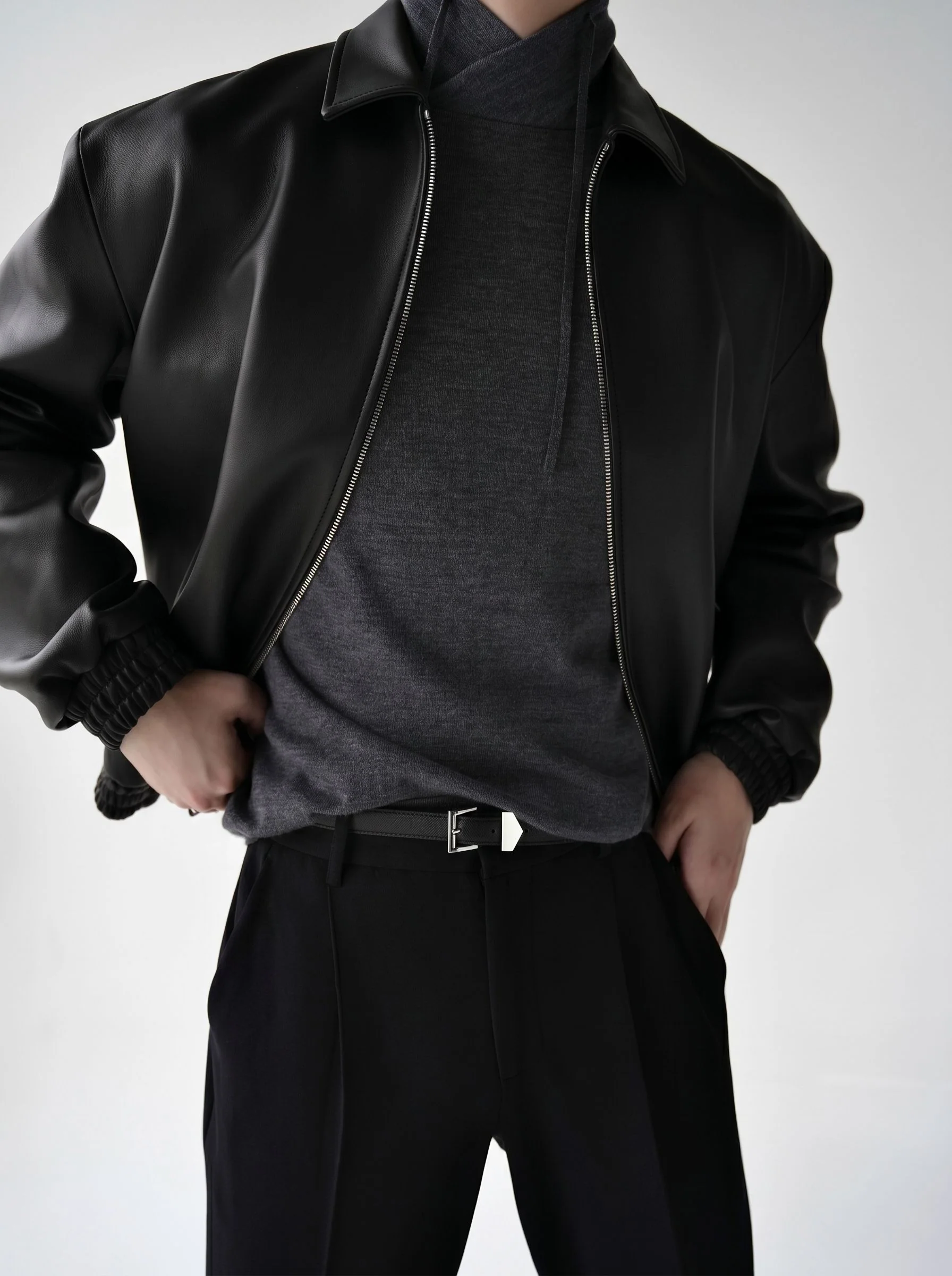 Brown Leather Bomber - Image 5