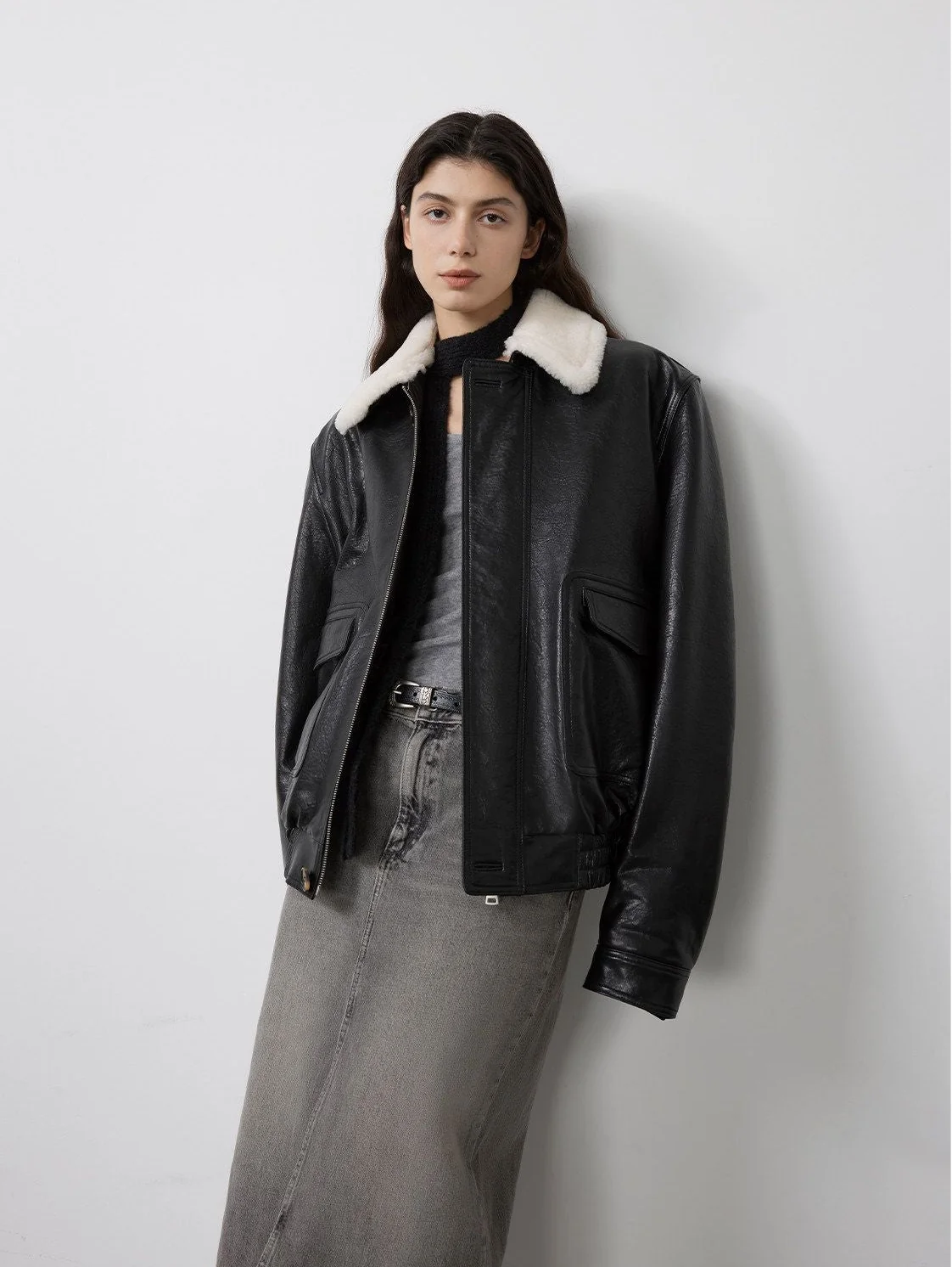 Brown Leather Bomber - Image 11