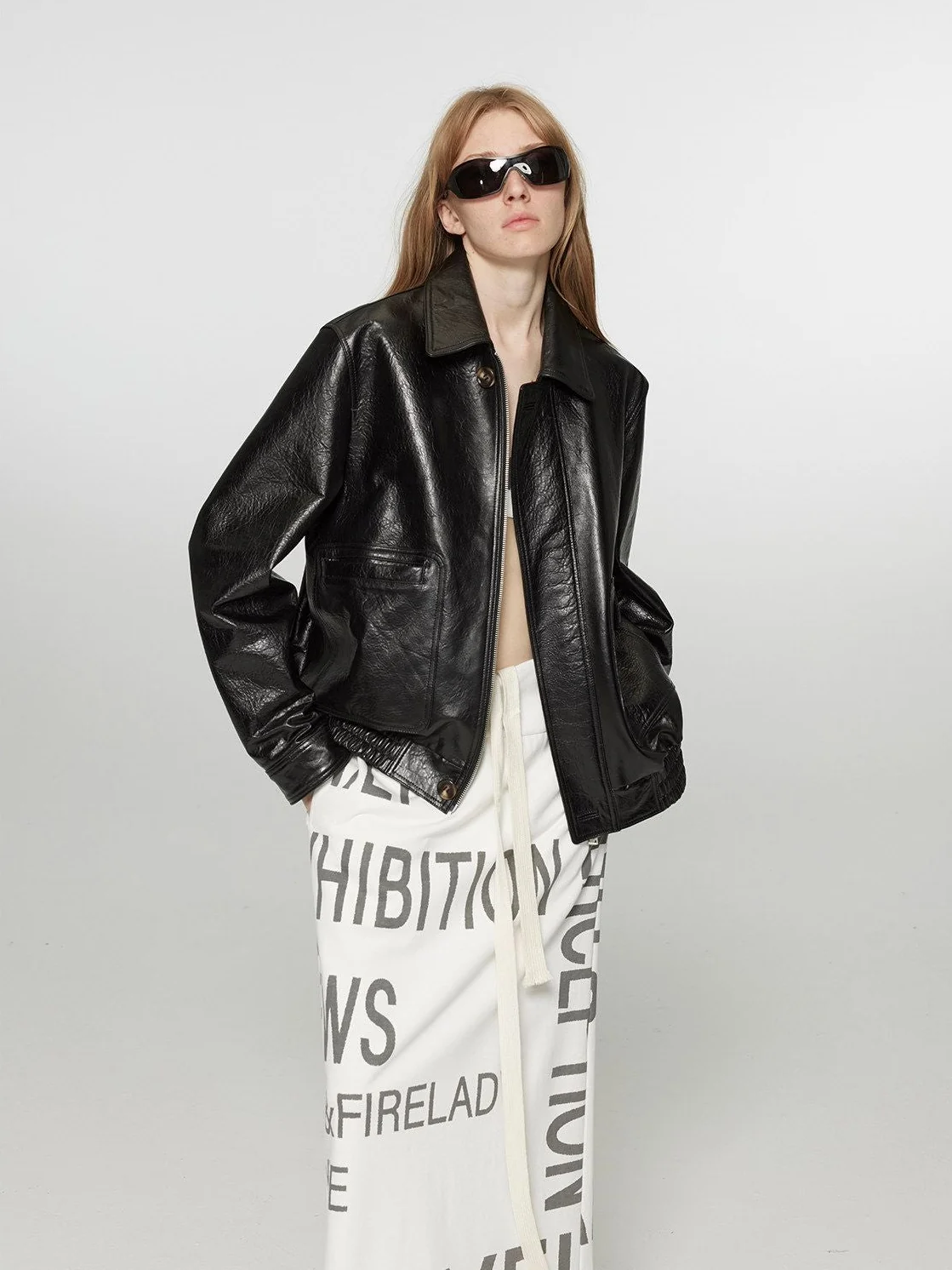 Brown Leather Bomber - Image 8