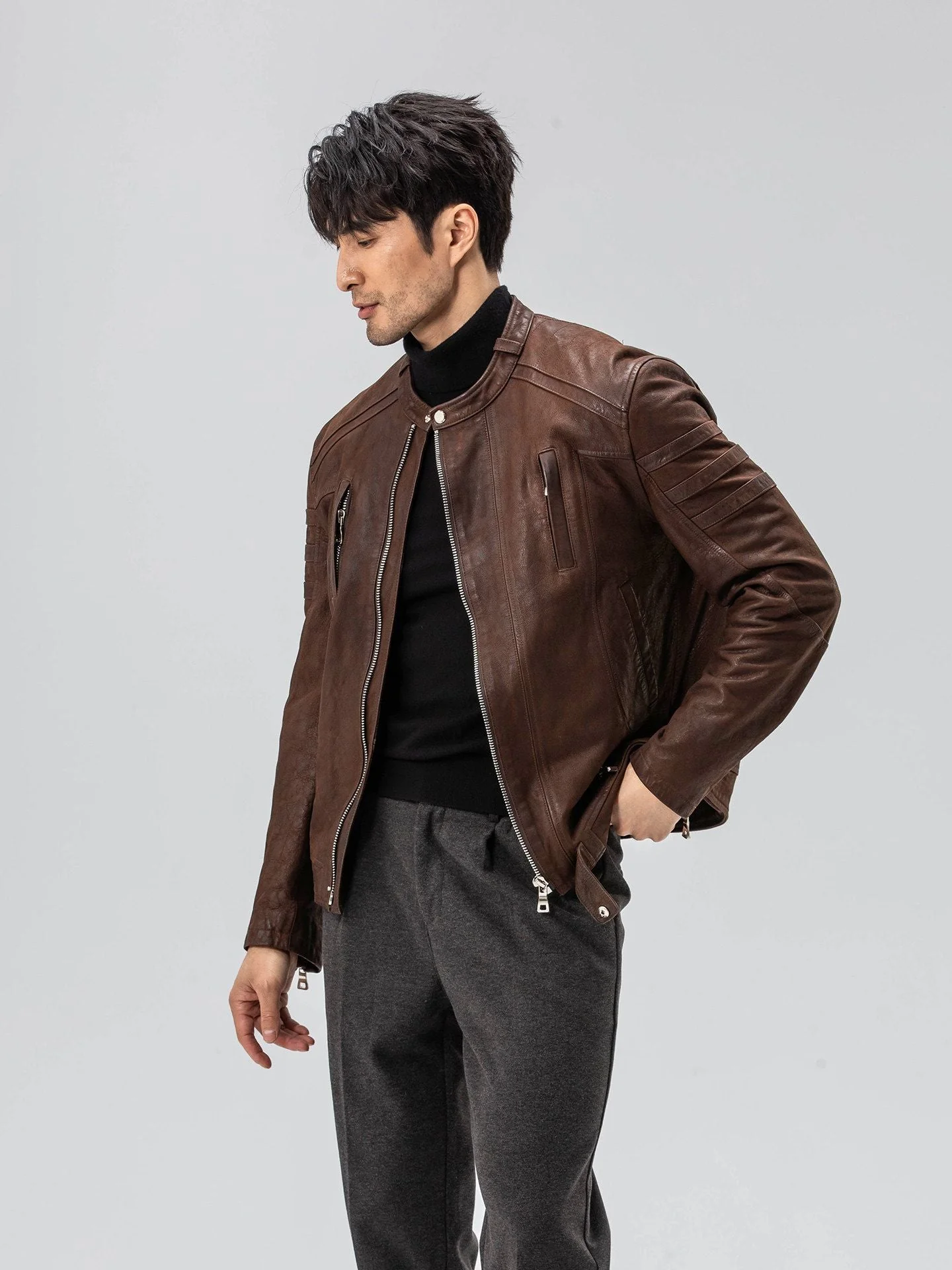 Brown Leather Racer - Image 2