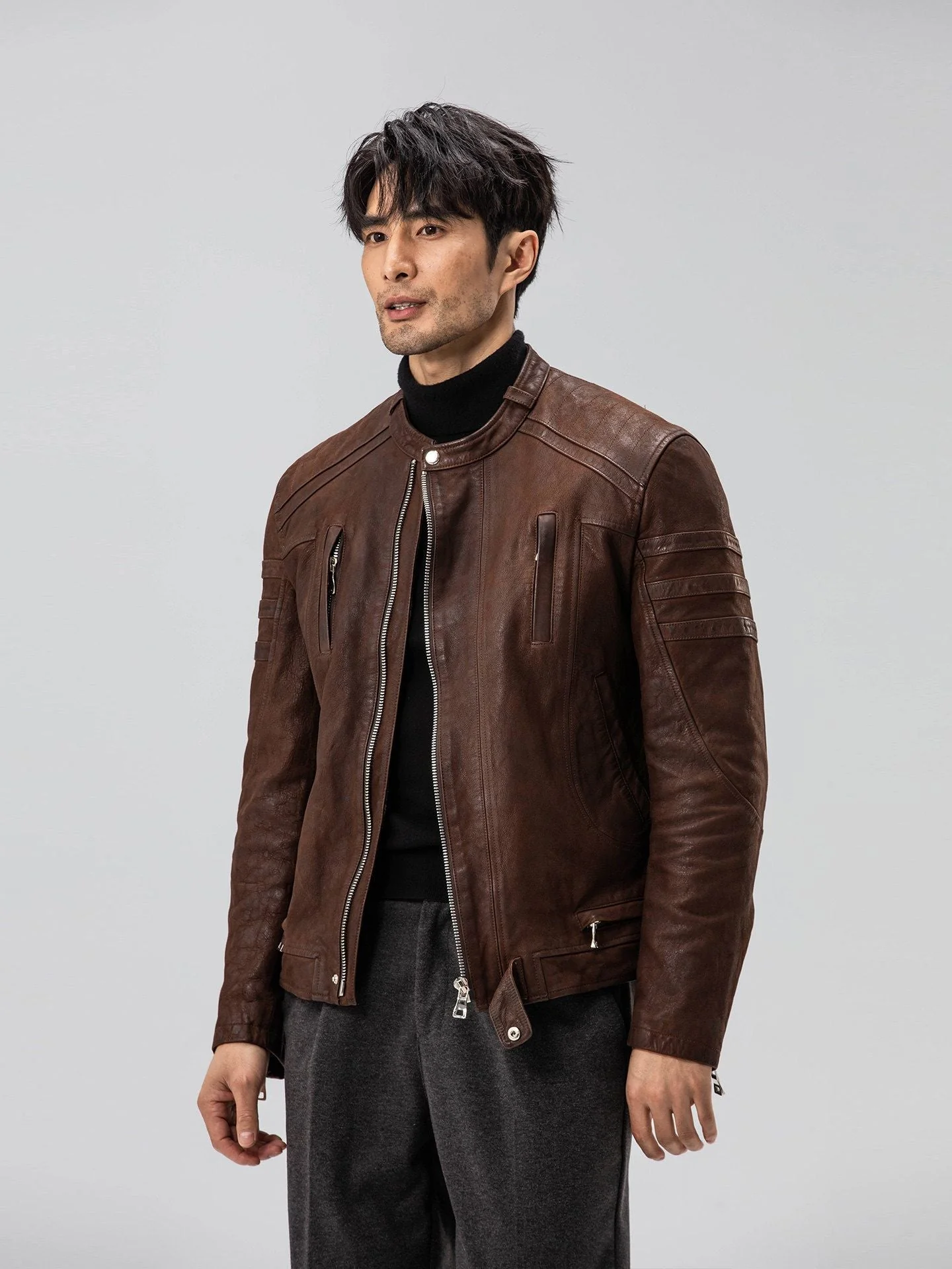 Brown Leather Racer - Image 3