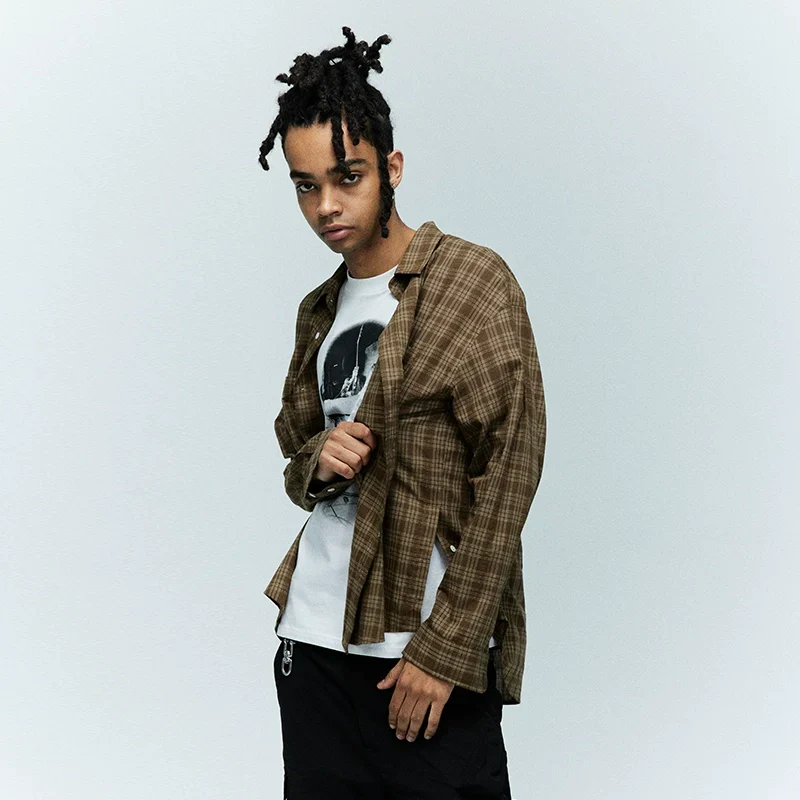 Brown Plaid Long-Sleeve Shirt - Image 2