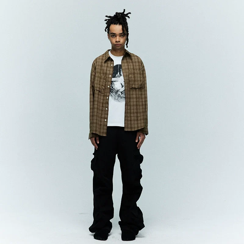 Brown Plaid Long-Sleeve Shirt - Image 3