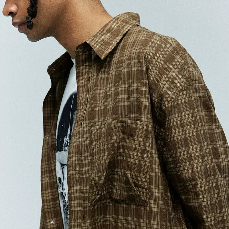 Brown Plaid Long-Sleeve Shirt - Image 4
