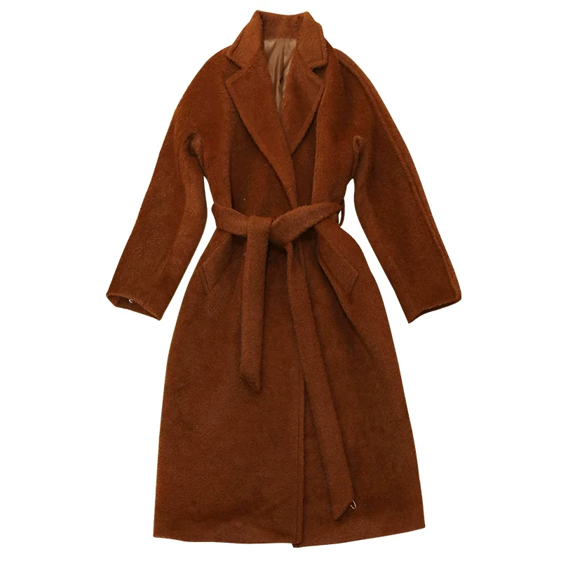 Brown Textured Wool Coat - Image 2
