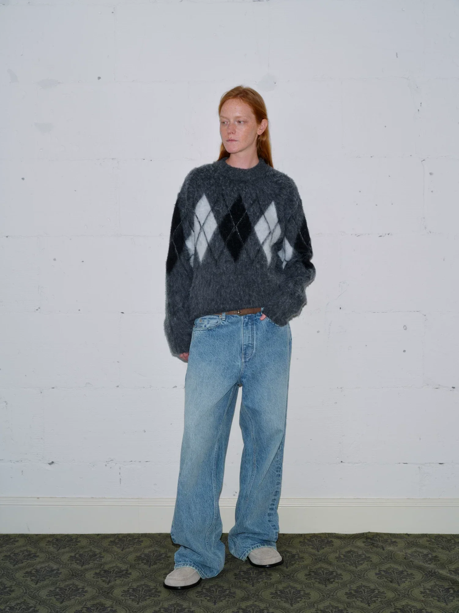 Brushed Argyle Wool-Blend Crewneck - Image 2