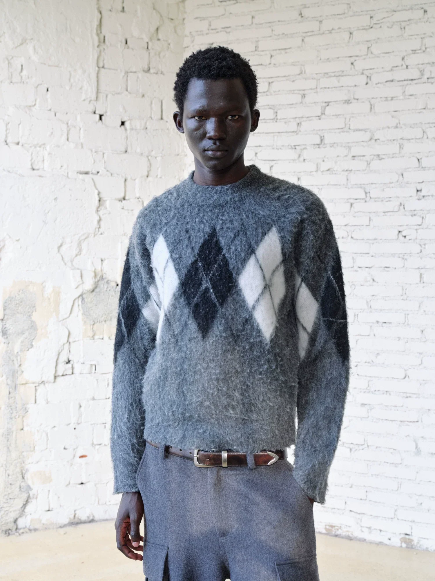 Brushed Argyle Wool-Blend Crewneck - Image 4