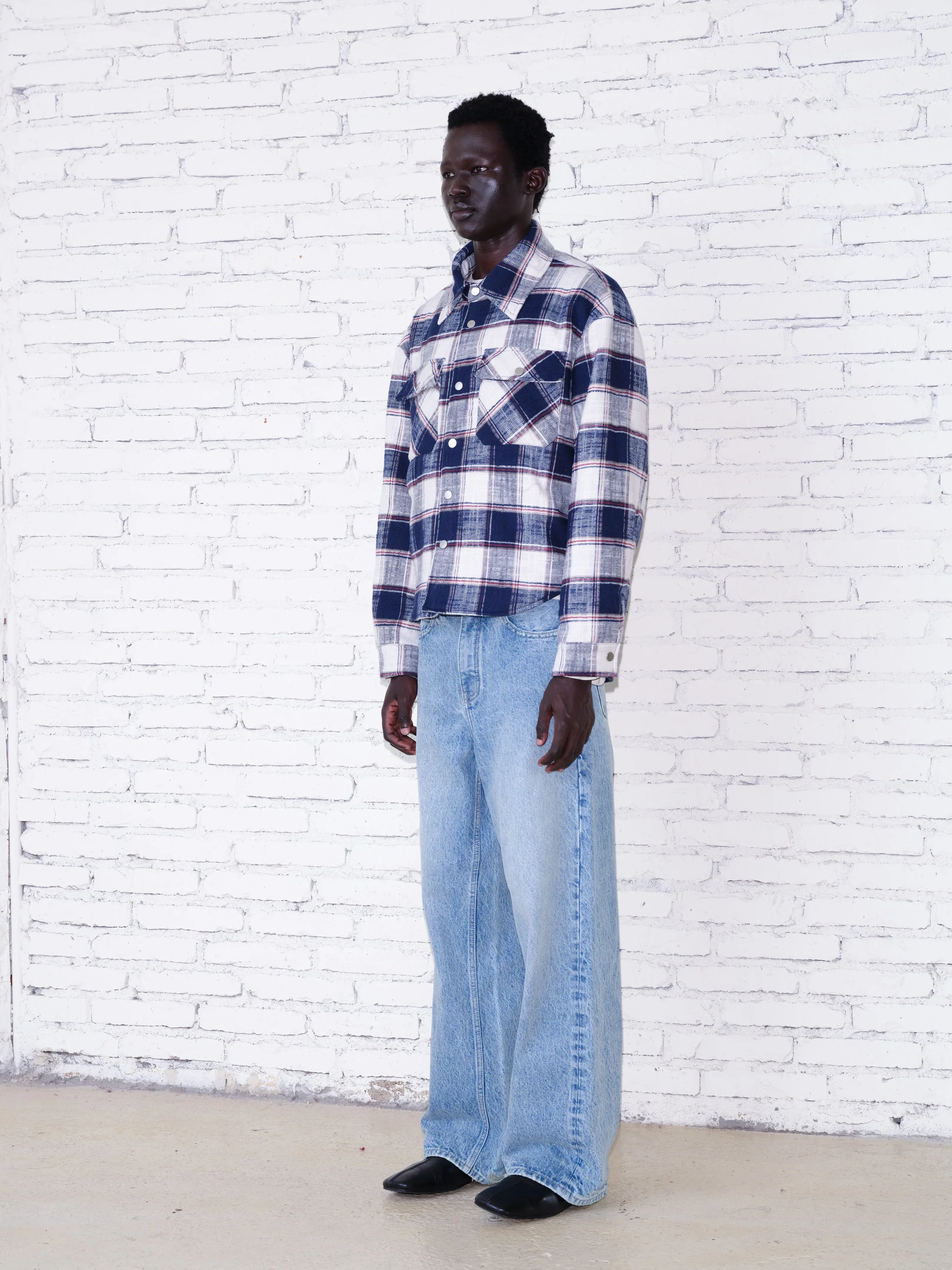 Brushed Blue Check Quilted Overshirt - Image 2