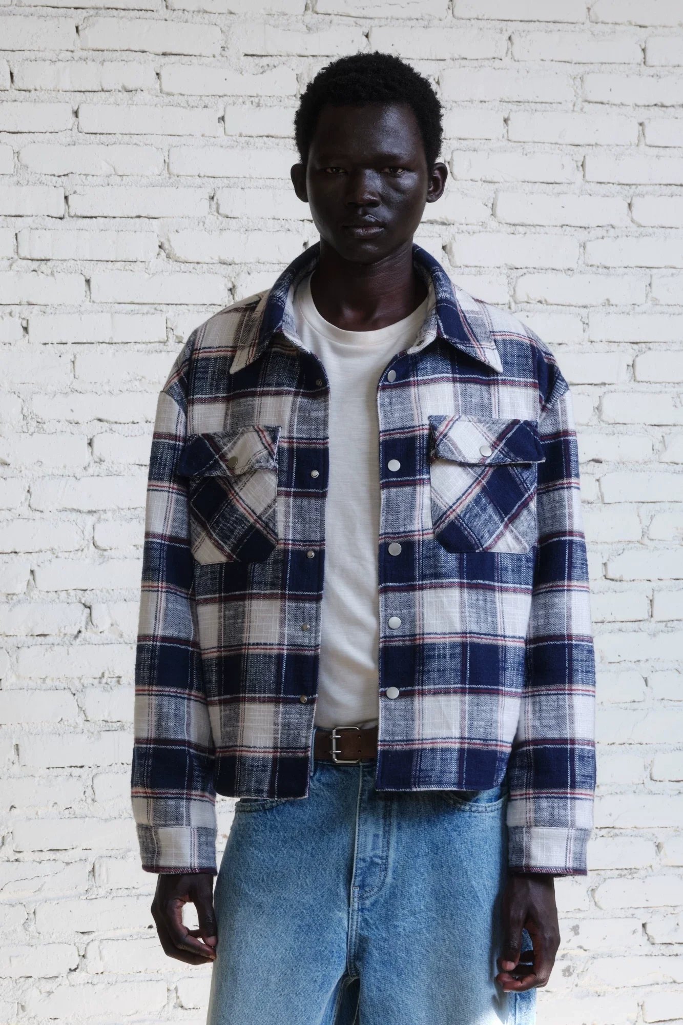 Brushed Blue Check Quilted Overshirt - Image 5